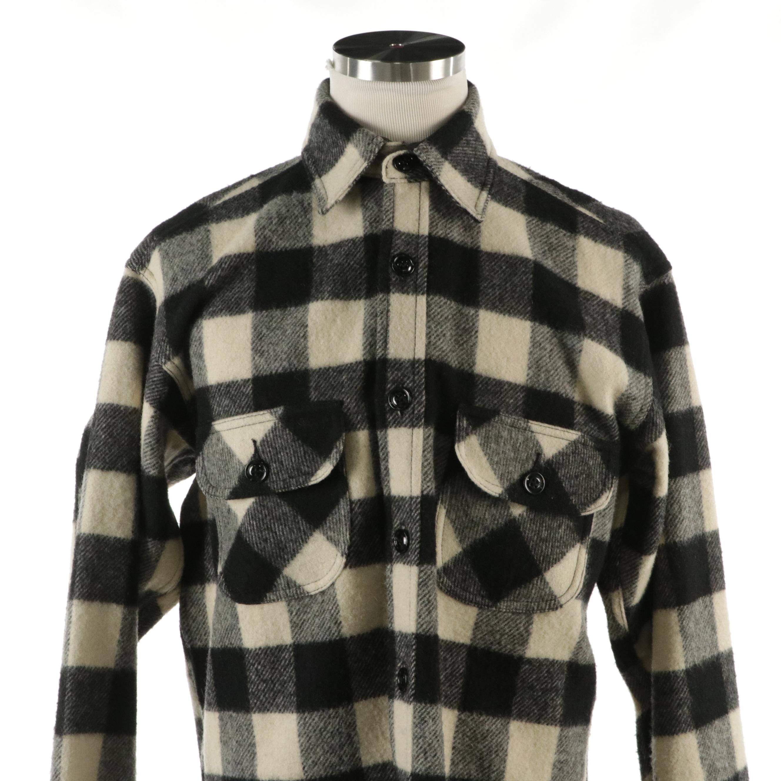 Men's Barbour Quilted Nylon Coat & Johnson Woolen Mills Buffalo Check Wool Shirt