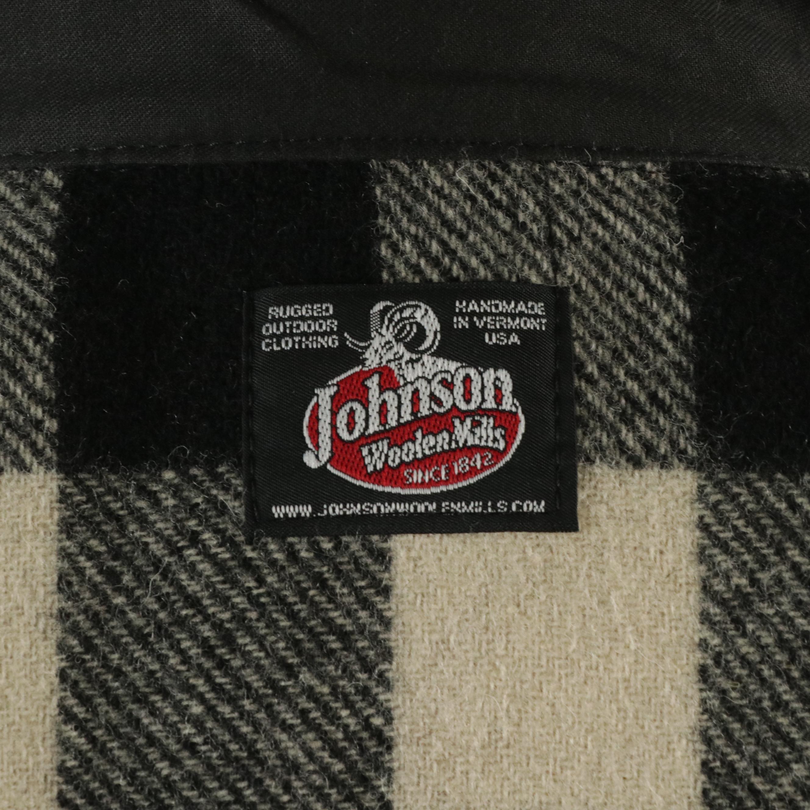 Men's Barbour Quilted Nylon Coat & Johnson Woolen Mills Buffalo Check Wool Shirt