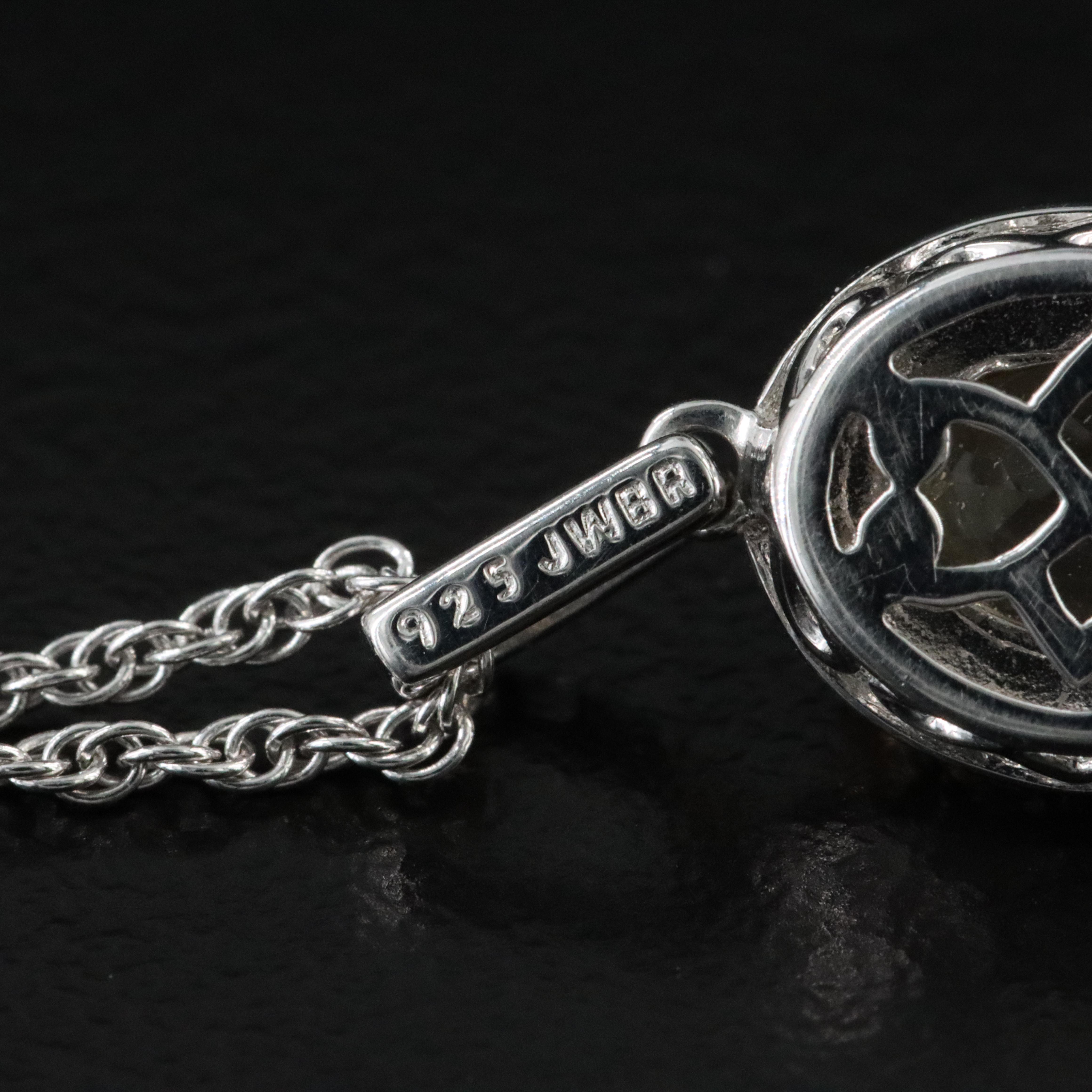 Sterling Citrine and White Sapphire Pendant Necklace