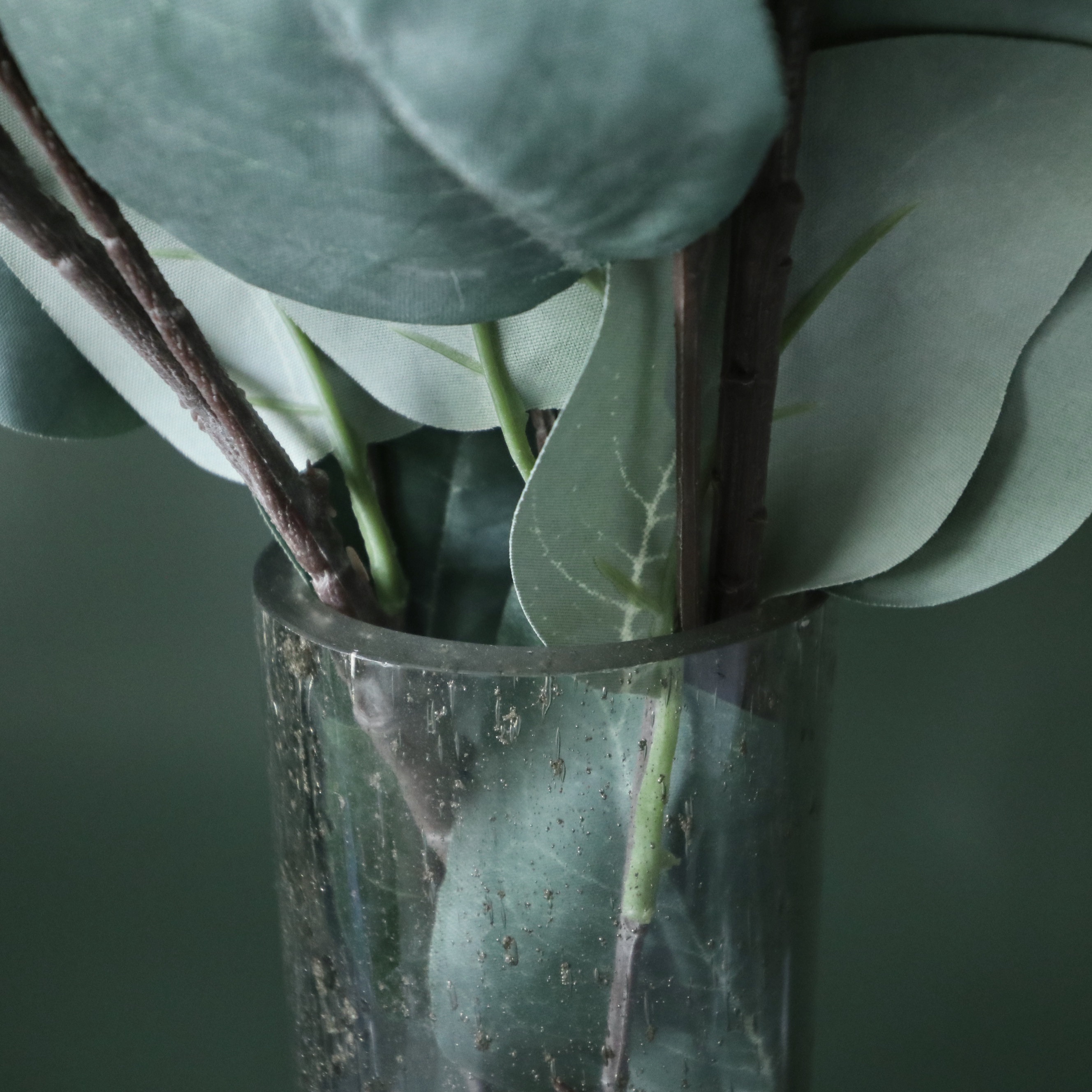 Livabliss Bubble Glass Vases with Faux Eucalyptus