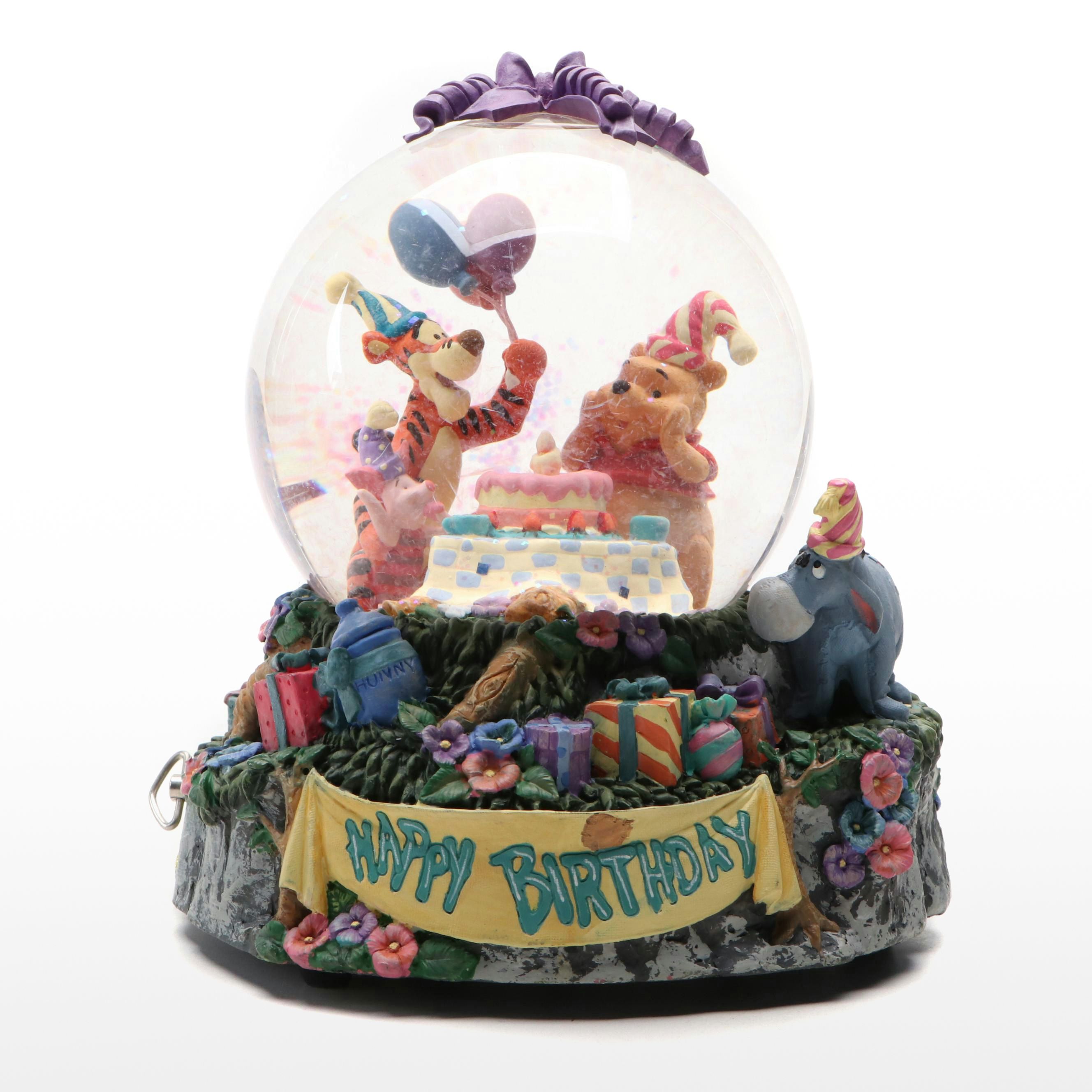 Disney's Winnie the Pooh "Pooh's Birthday" Snow Globe Music Box