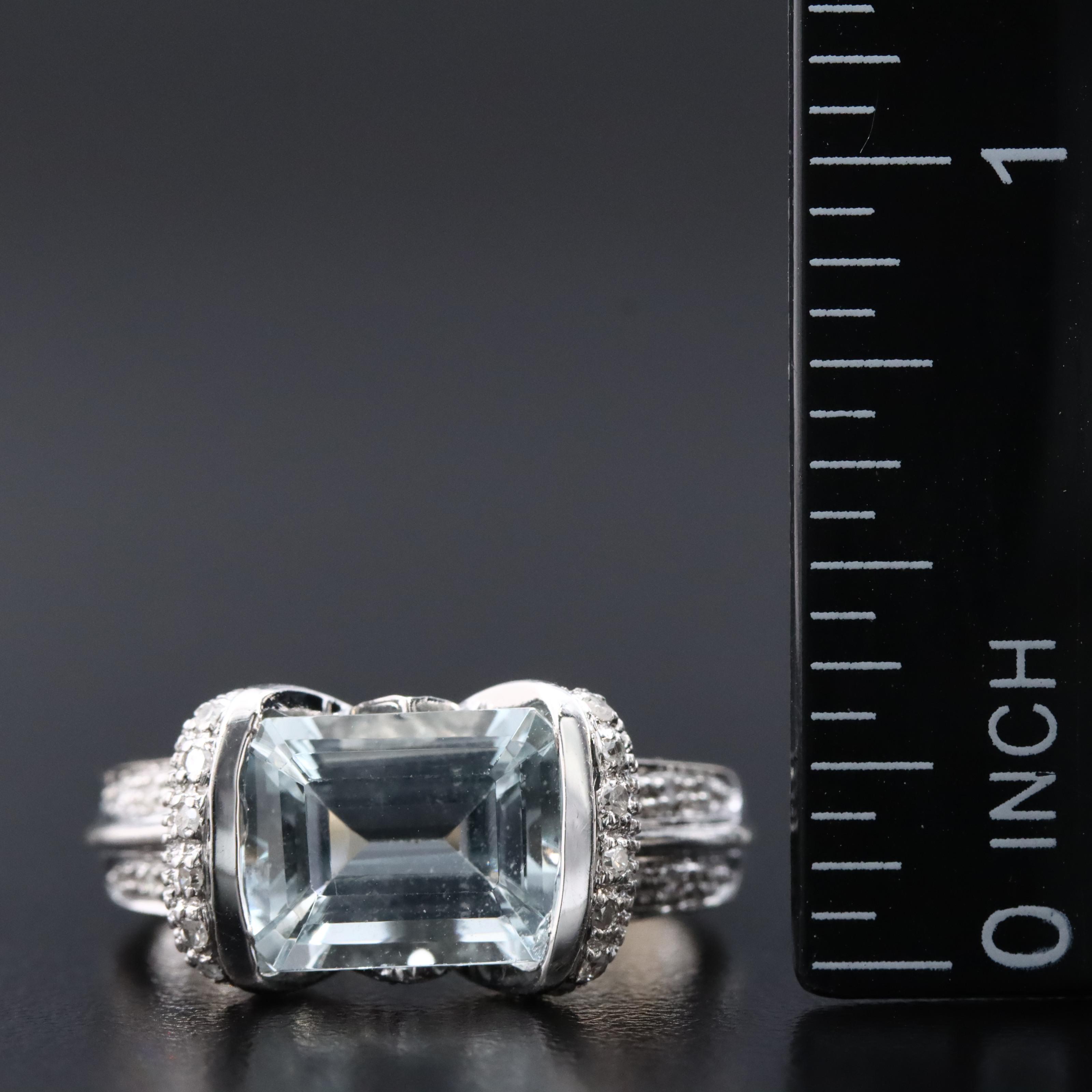 14K Aquamarine and Diamond Ring