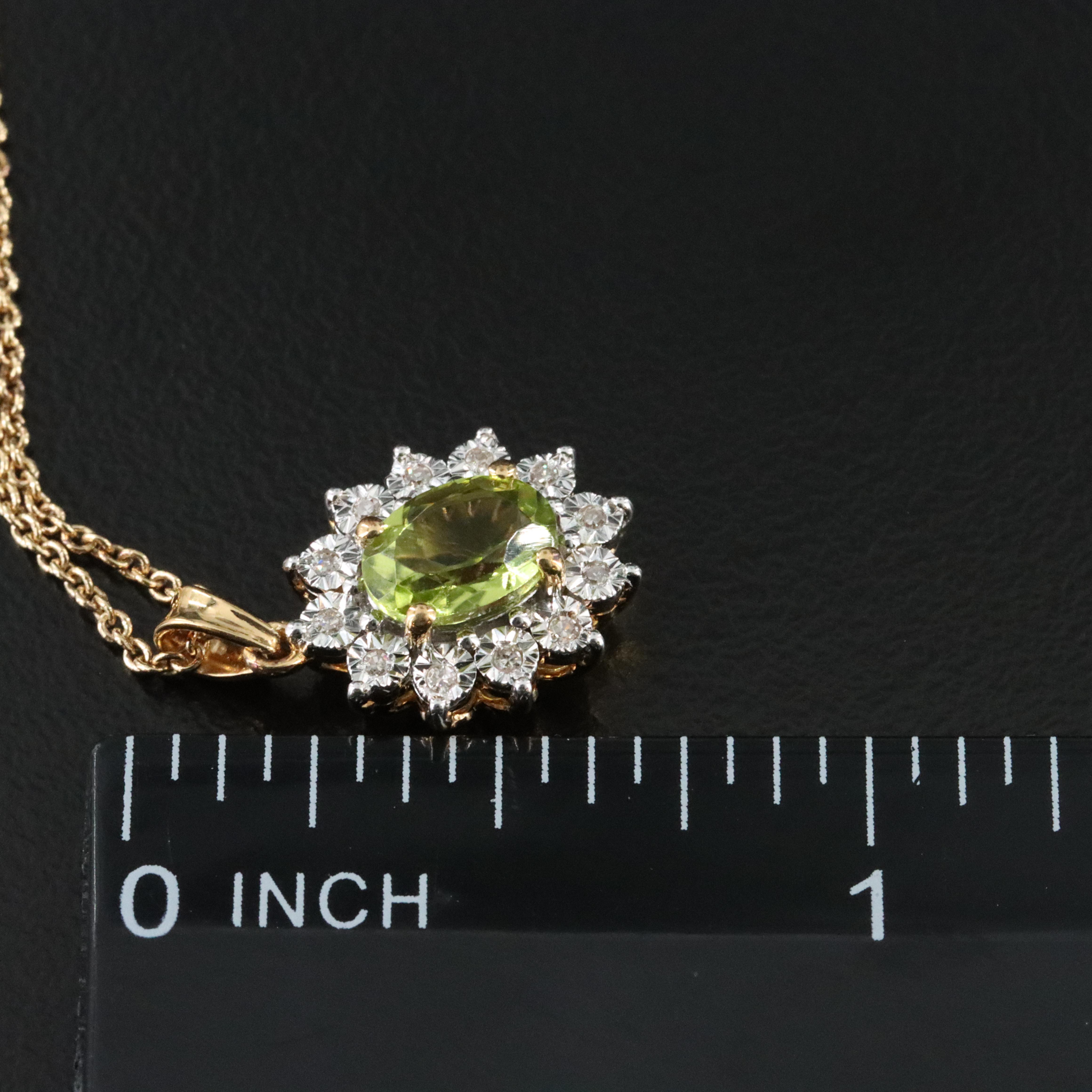 Sterling Peridot and Diamond Pendant Necklace