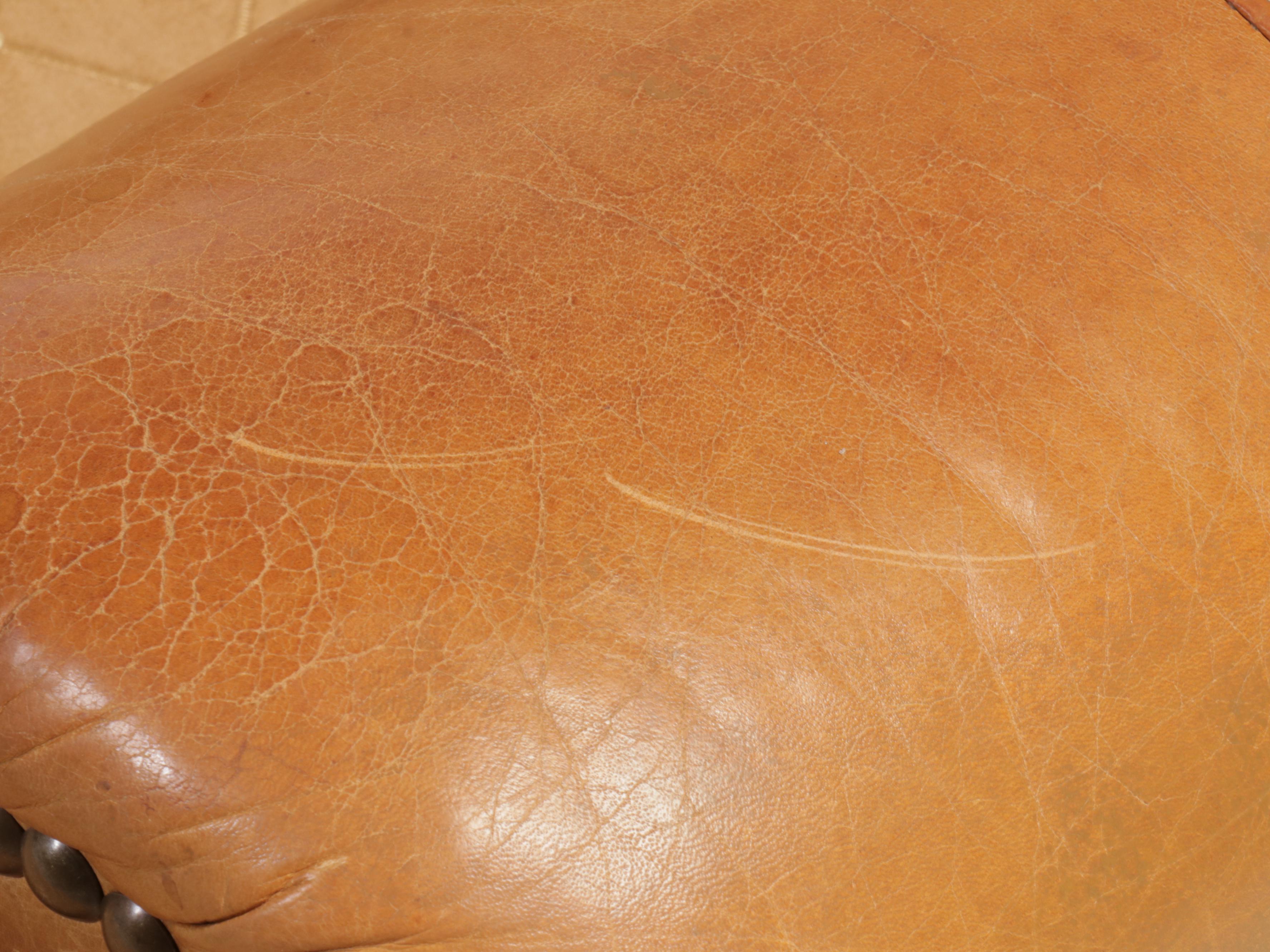 Leather and Fabric Upholstered Sofa