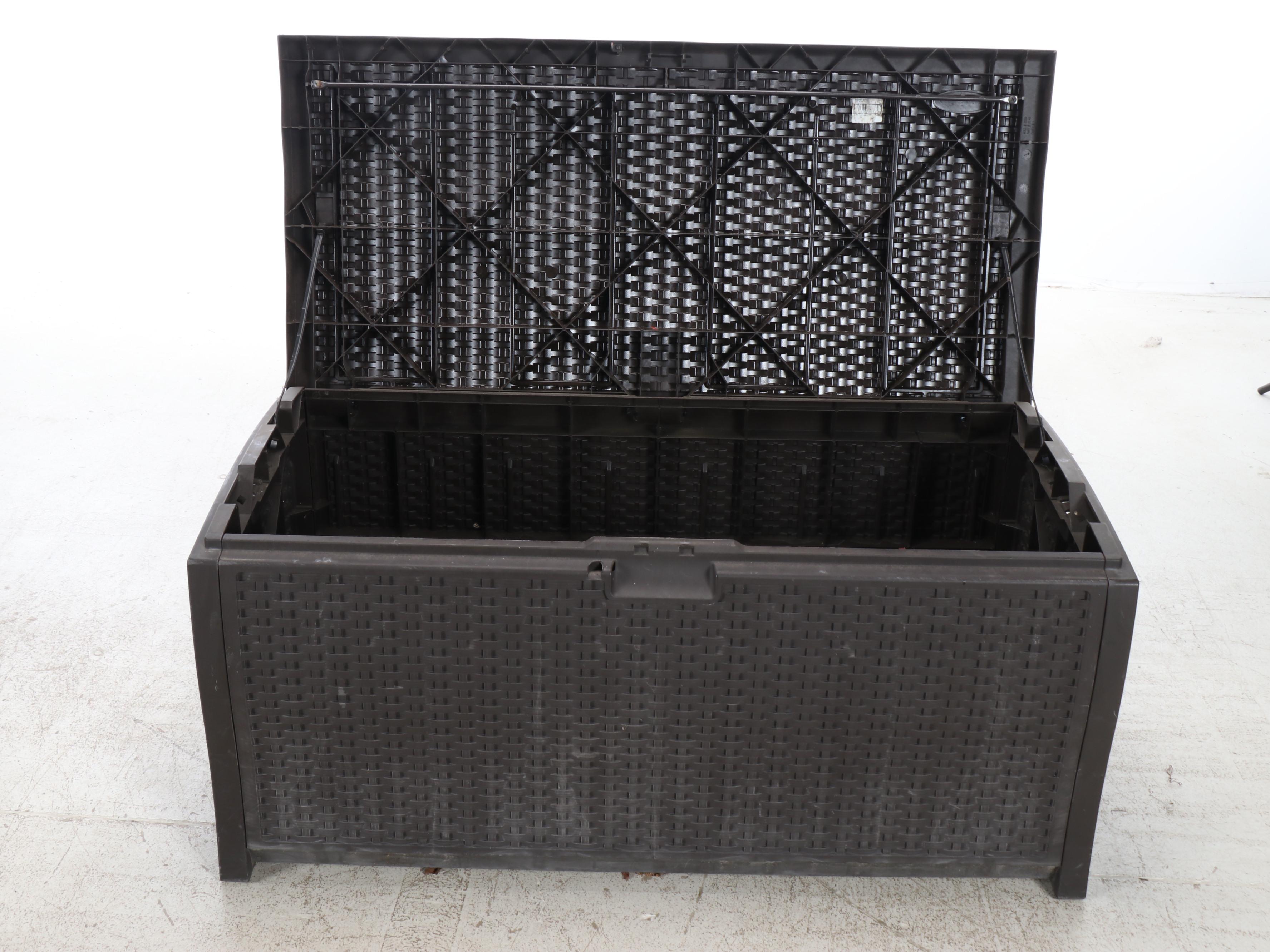 Suncast Contemporary Resin Wicker Patio Storage Chest