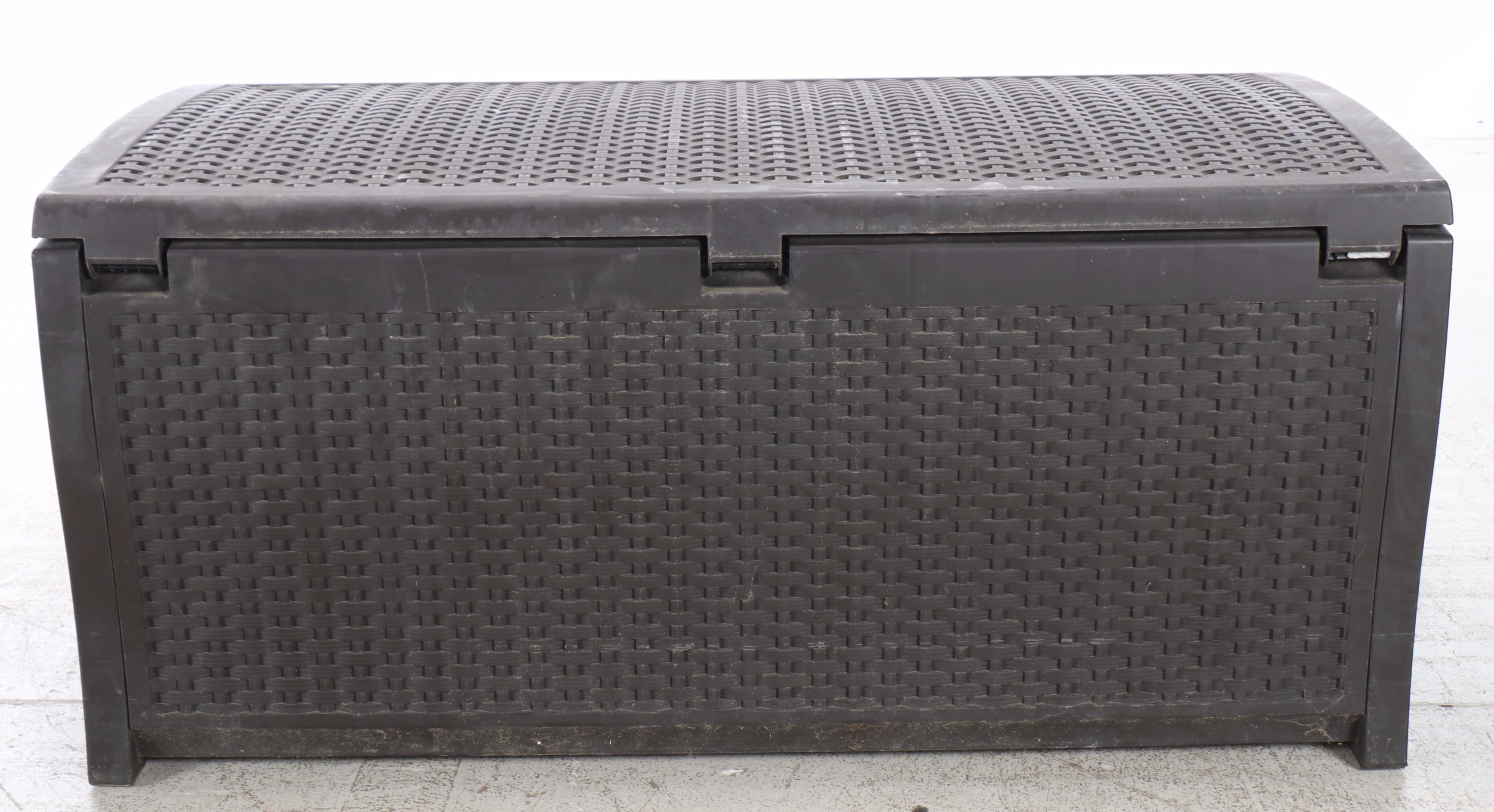 Suncast Contemporary Resin Wicker Patio Storage Chest