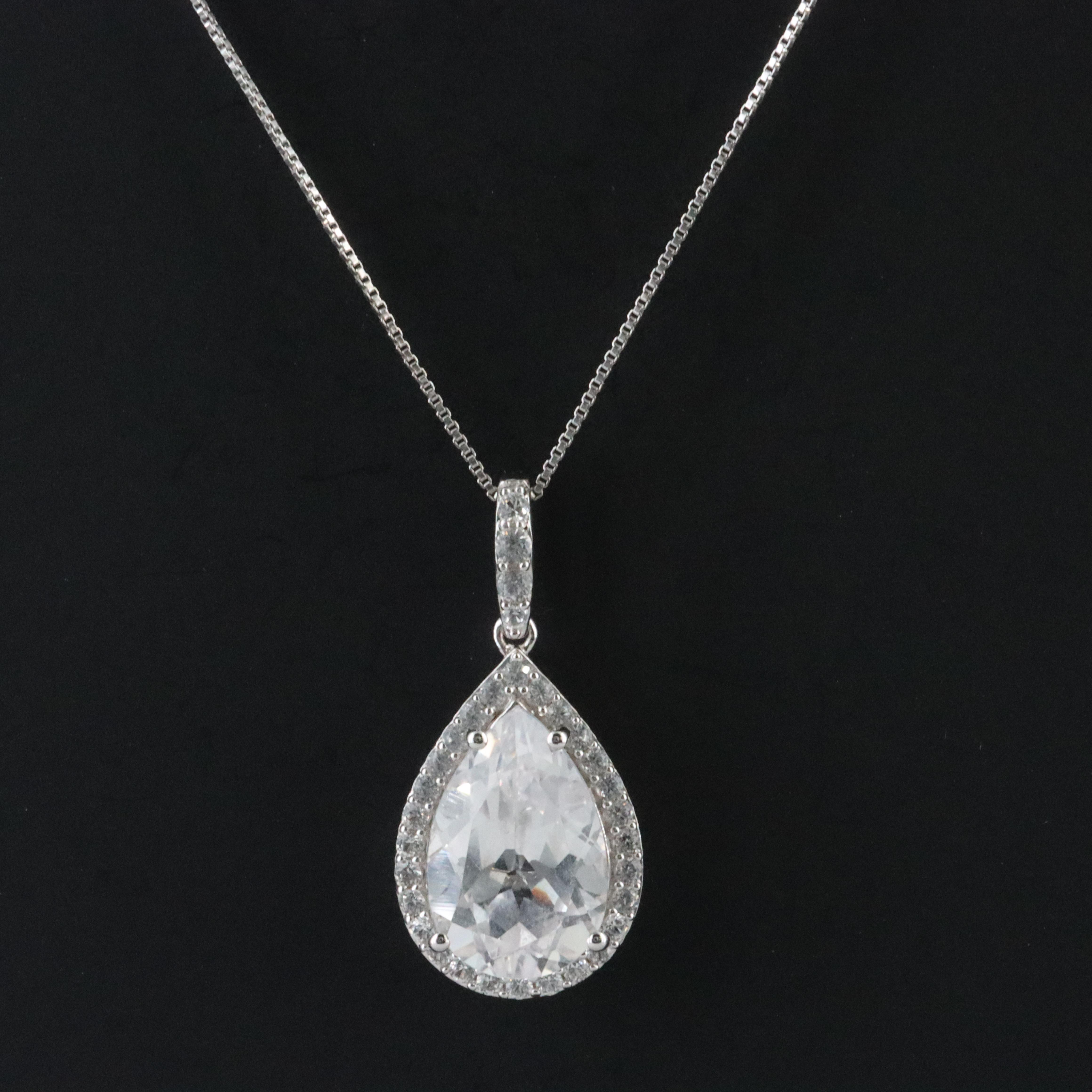 Sterling White Sapphire Pendant Necklace