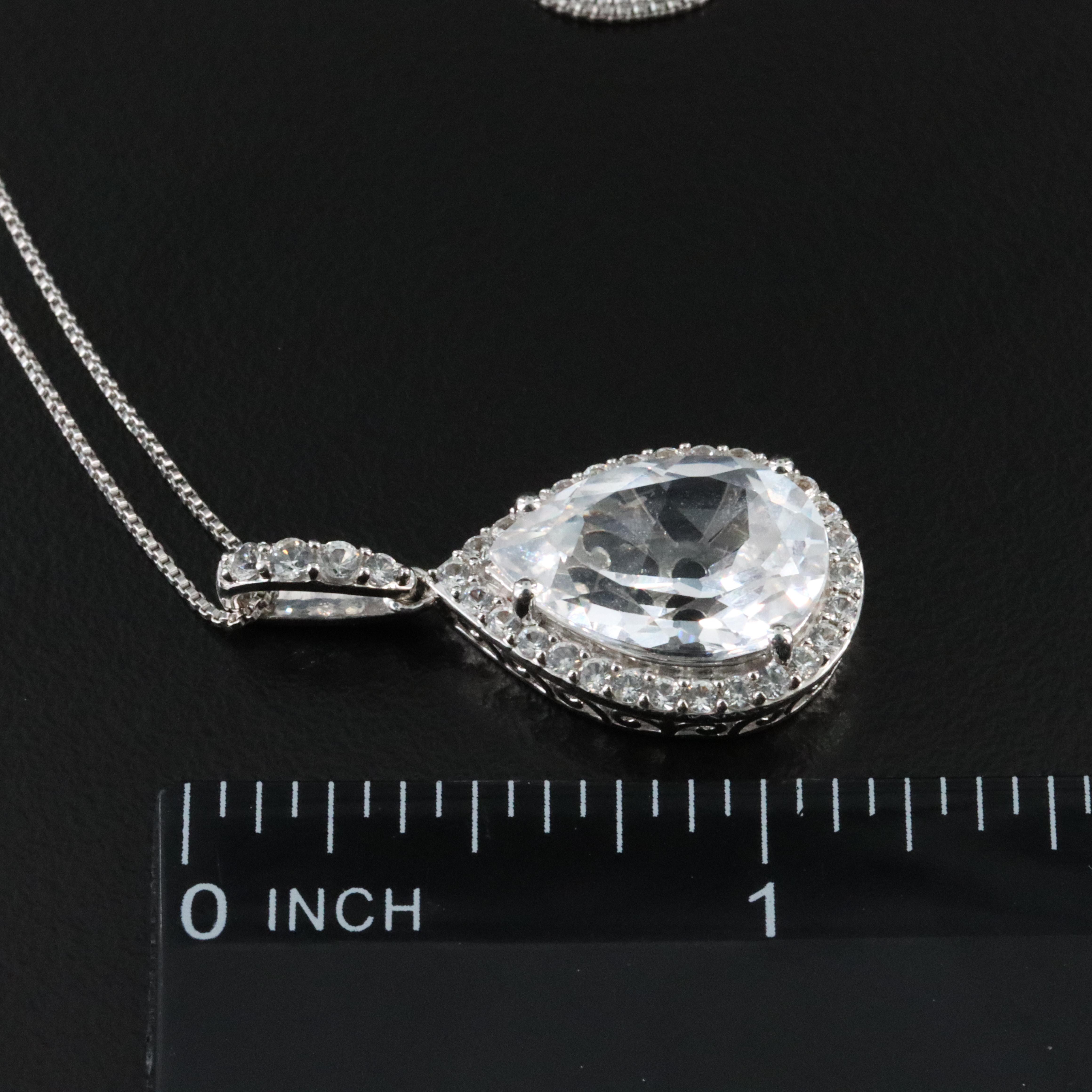 Sterling White Sapphire Pendant Necklace