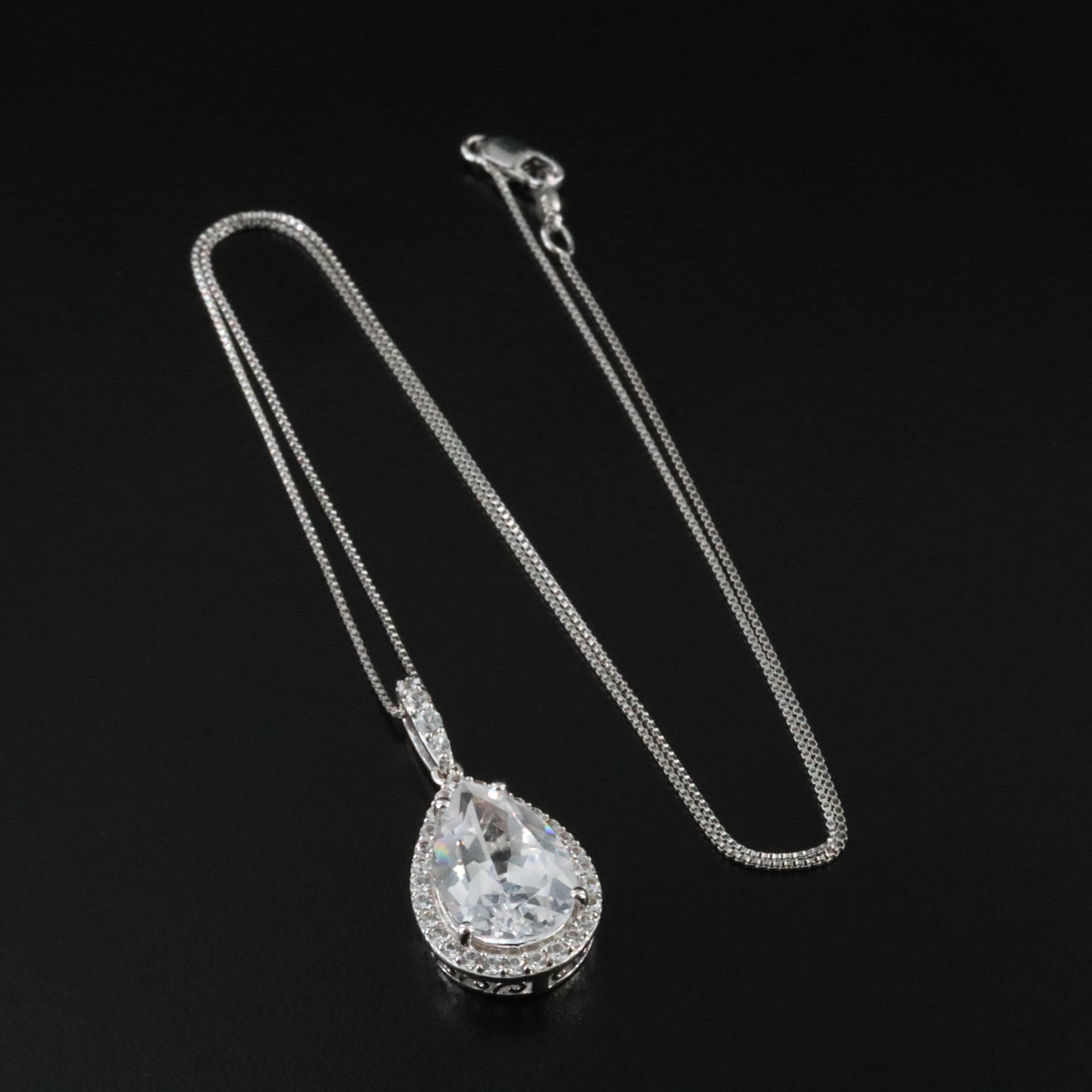 Sterling White Sapphire Pendant Necklace