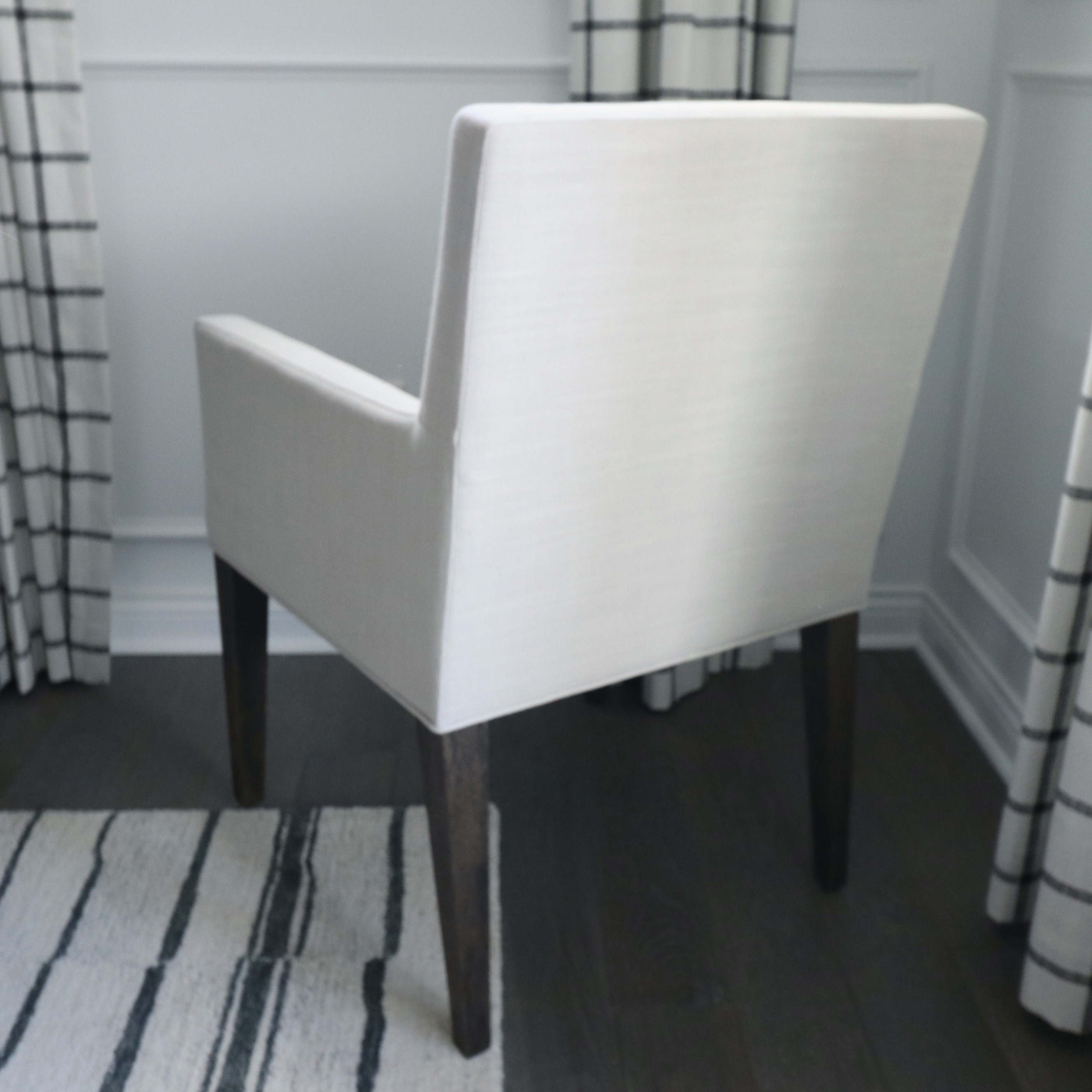 Linen Blend Upholstered Armchairs with Surya Accent Pillows