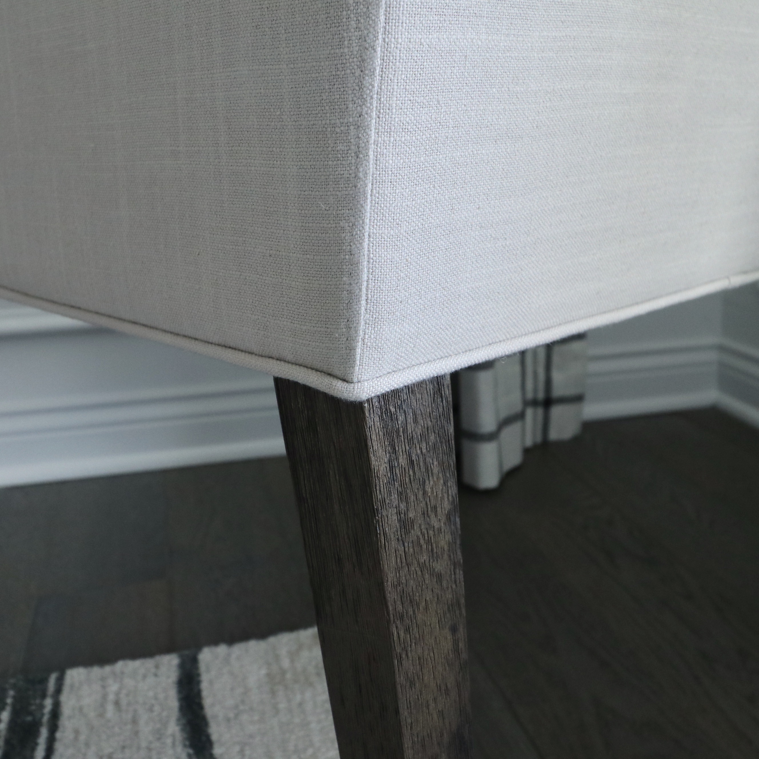 Linen Blend Upholstered Armchairs with Surya Accent Pillows