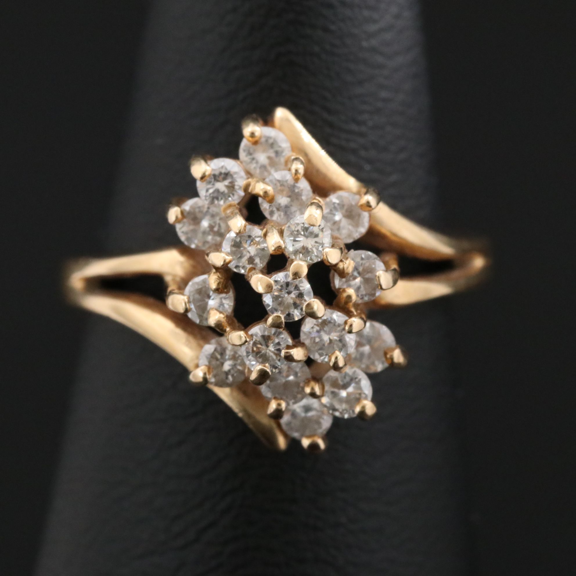 14K  0.60 CTW Diamond Cluster Ring