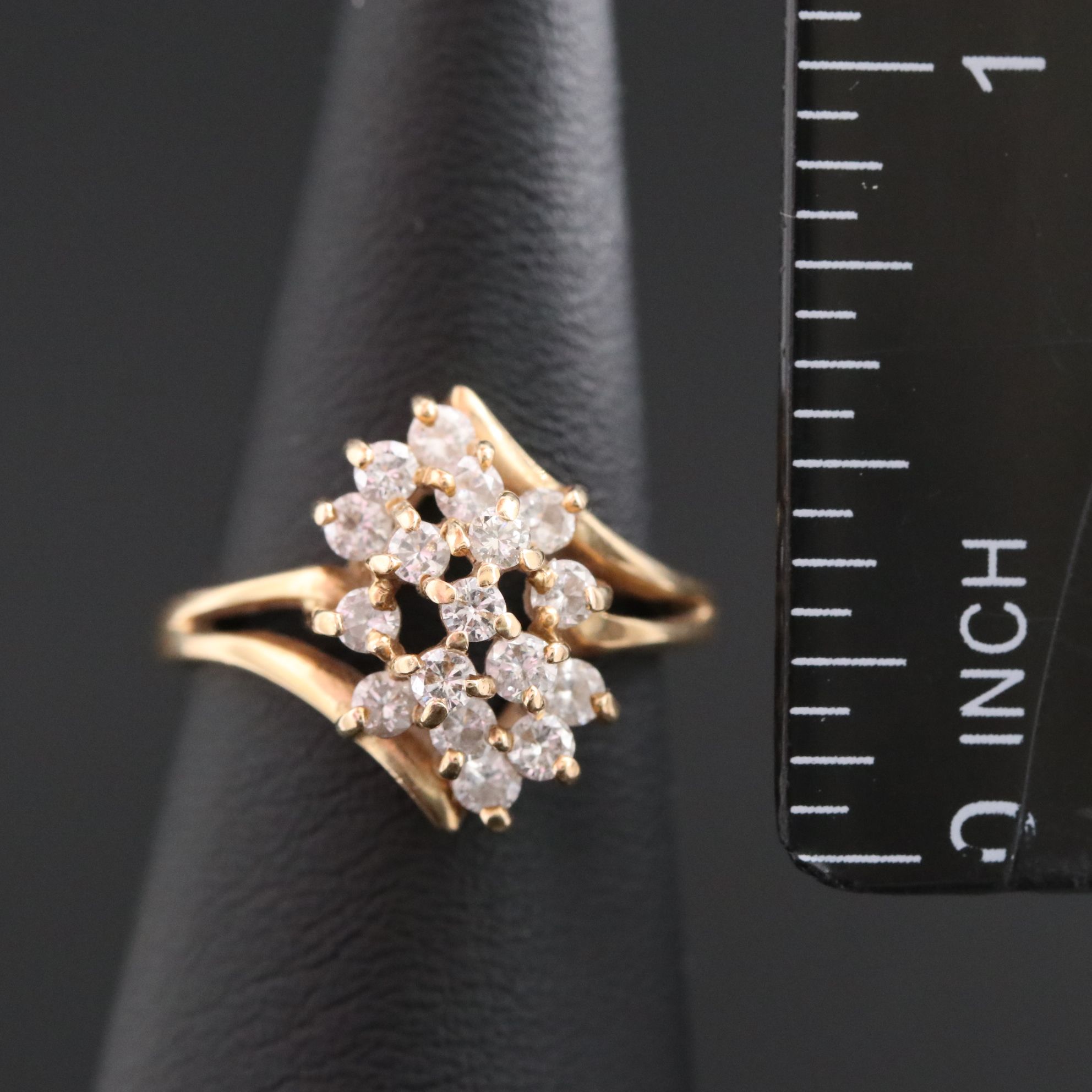 14K  0.60 CTW Diamond Cluster Ring