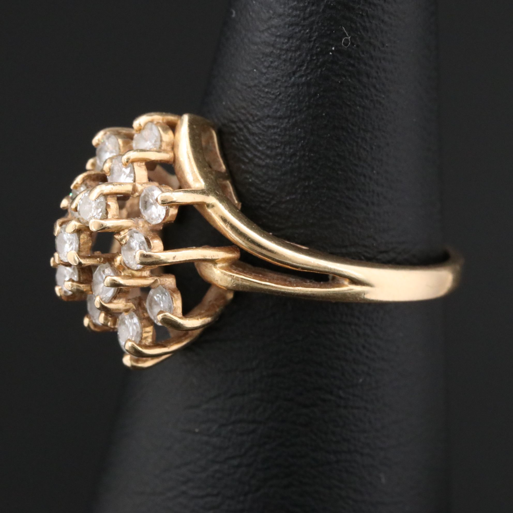 14K  0.60 CTW Diamond Cluster Ring