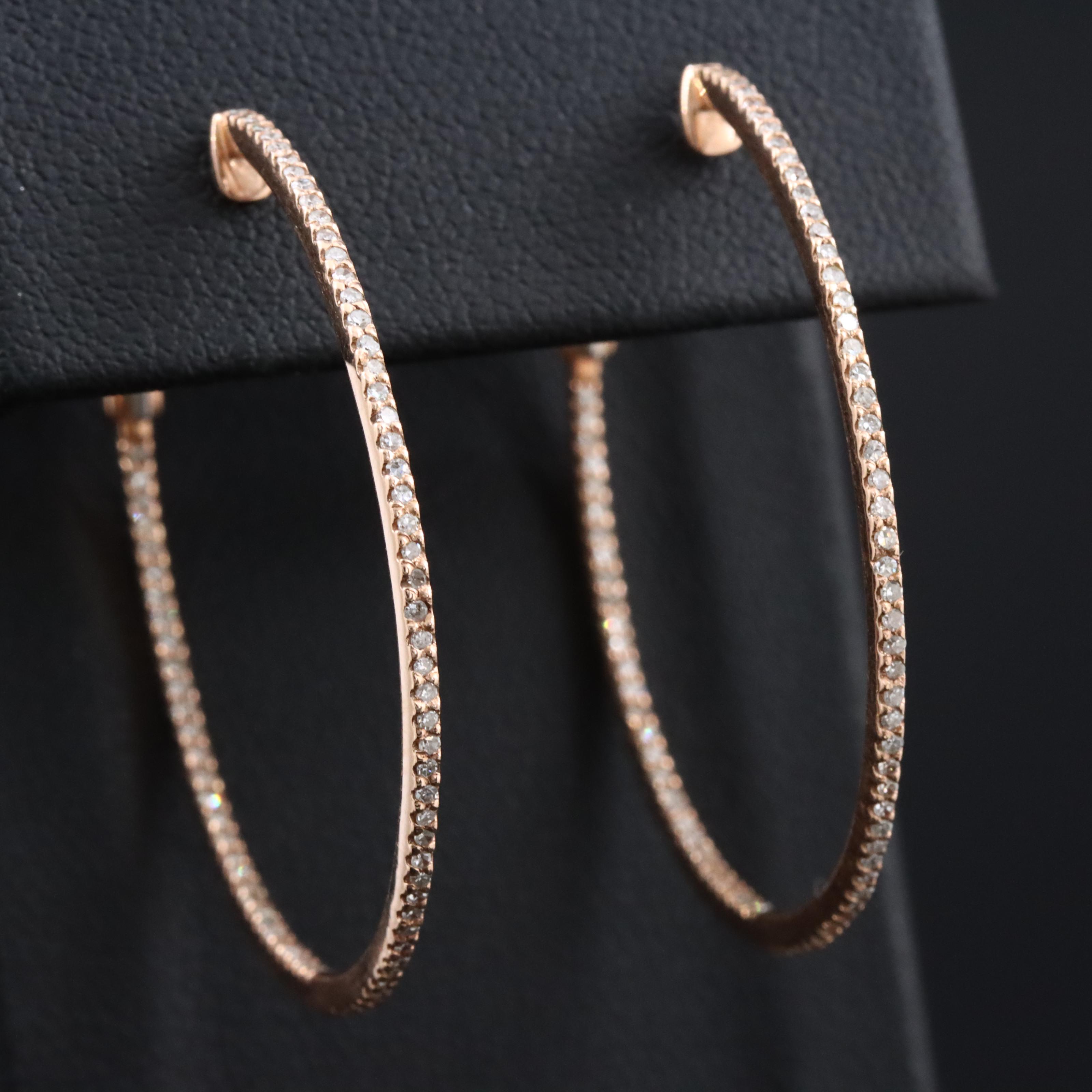 14K Rose Gold 0.50 CTW Diamond Inside-Out Hoop Earrings