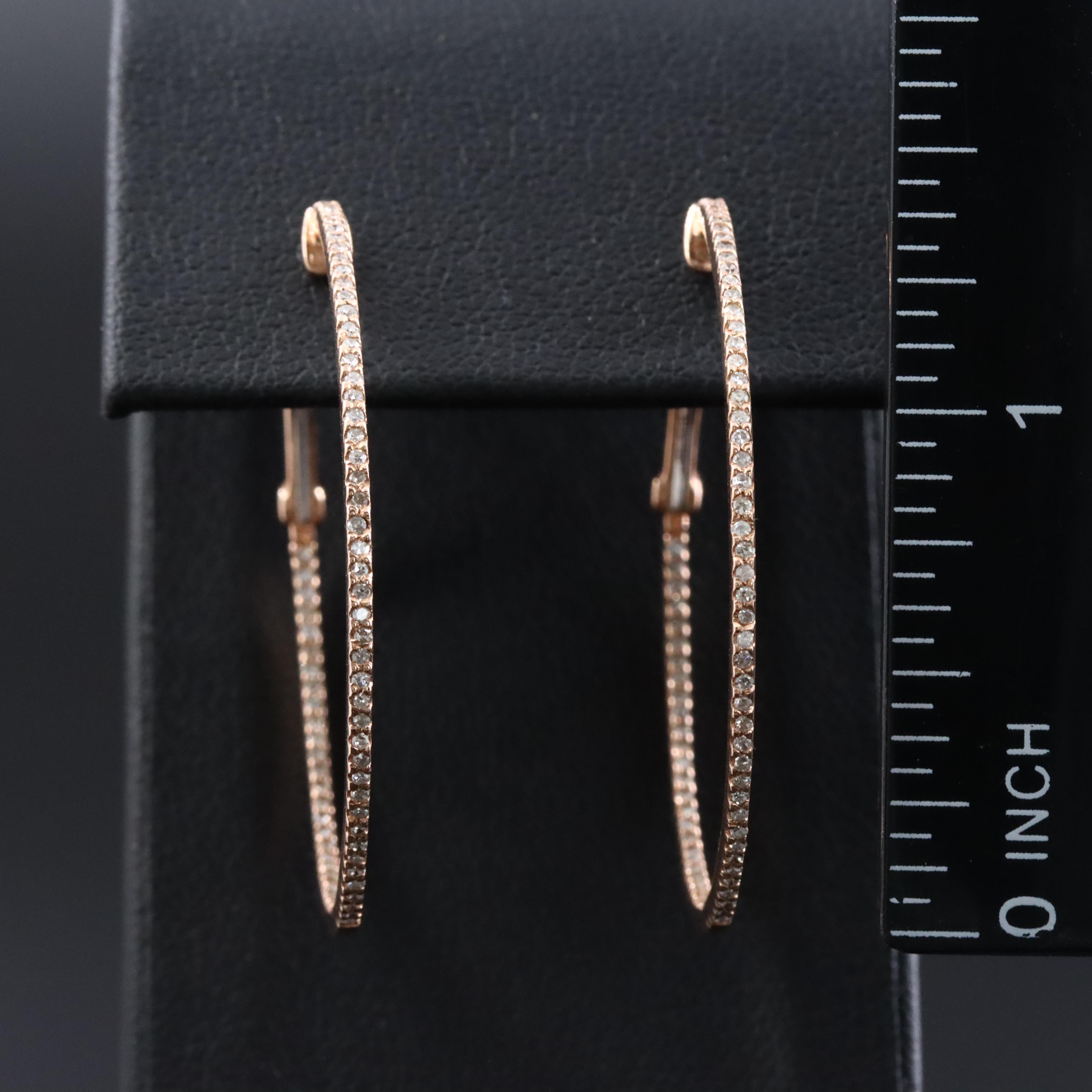 14K Rose Gold 0.50 CTW Diamond Inside-Out Hoop Earrings