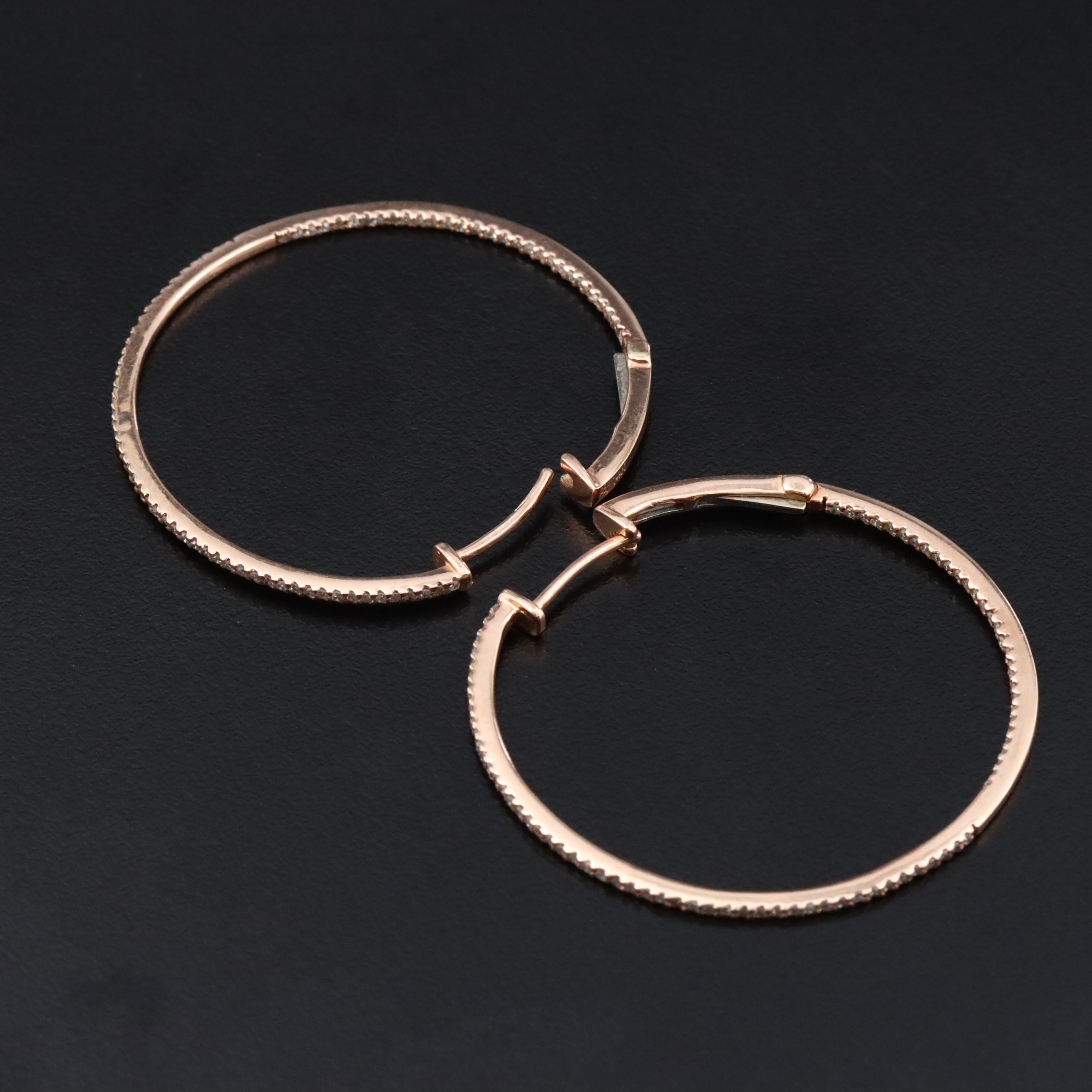 14K Rose Gold 0.50 CTW Diamond Inside-Out Hoop Earrings