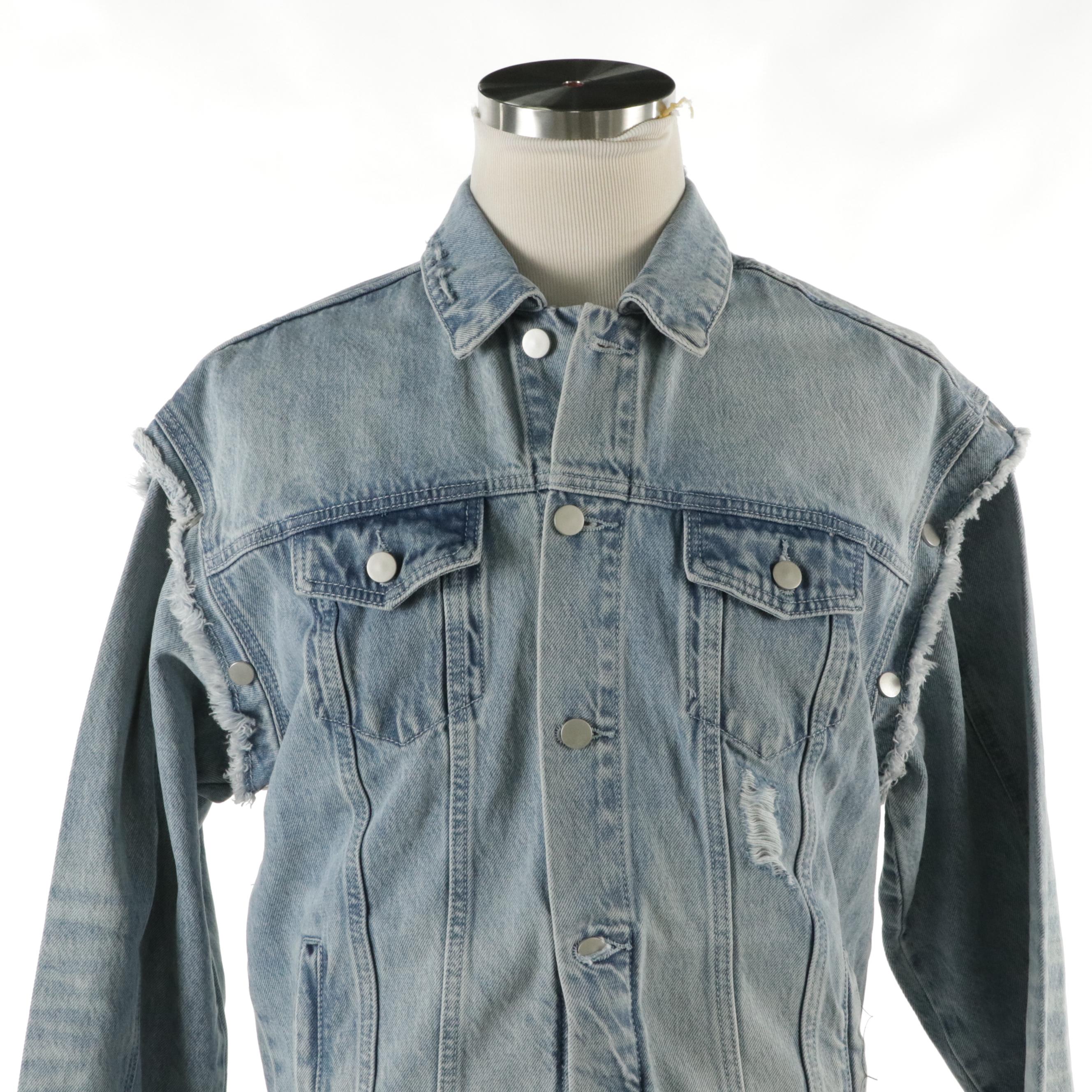 Men's Lifted Anchors Convertible Distressed Jean Jacket, Other Corvette Crewneck