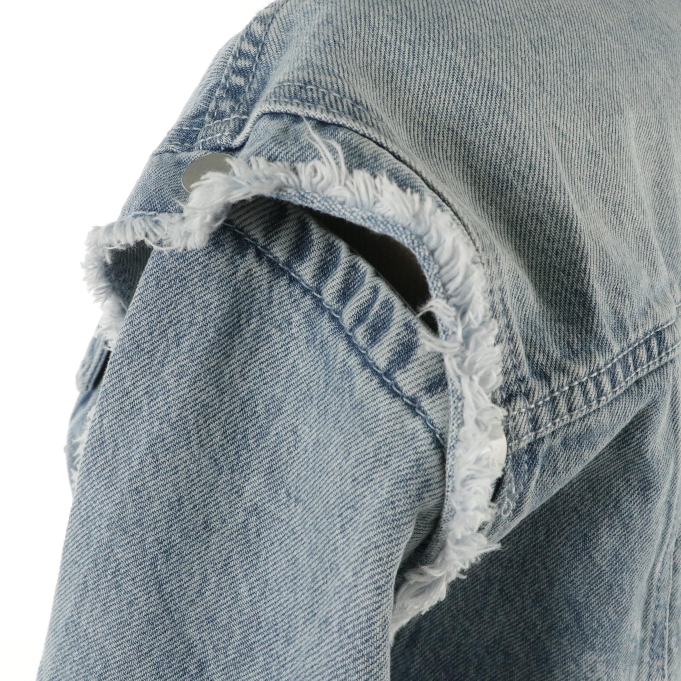 Men's Lifted Anchors Convertible Distressed Jean Jacket, Other Corvette Crewneck