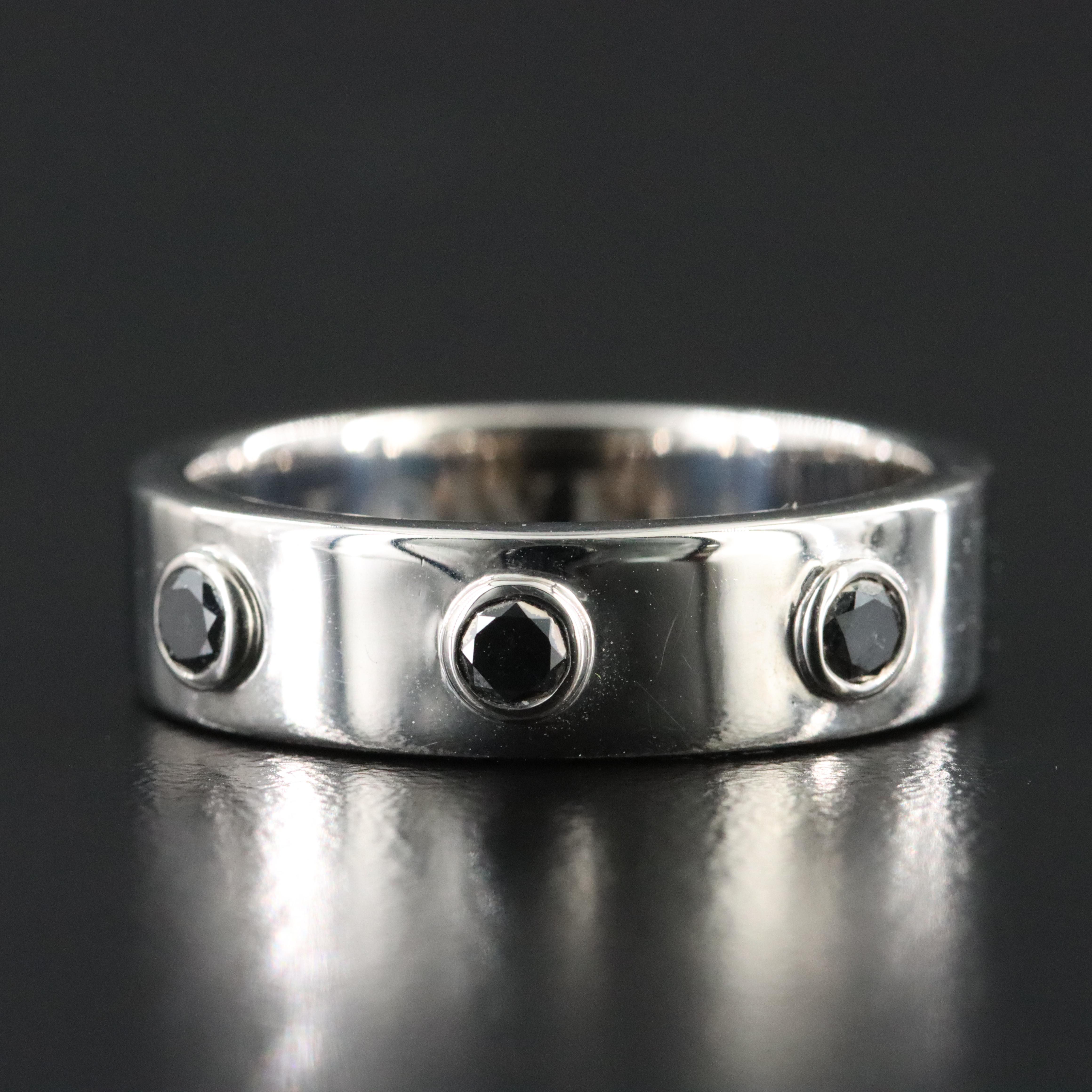 Sheryl Lowe "Mr. Lowe" Sterling Fancy Black Diamond Three Stone Band