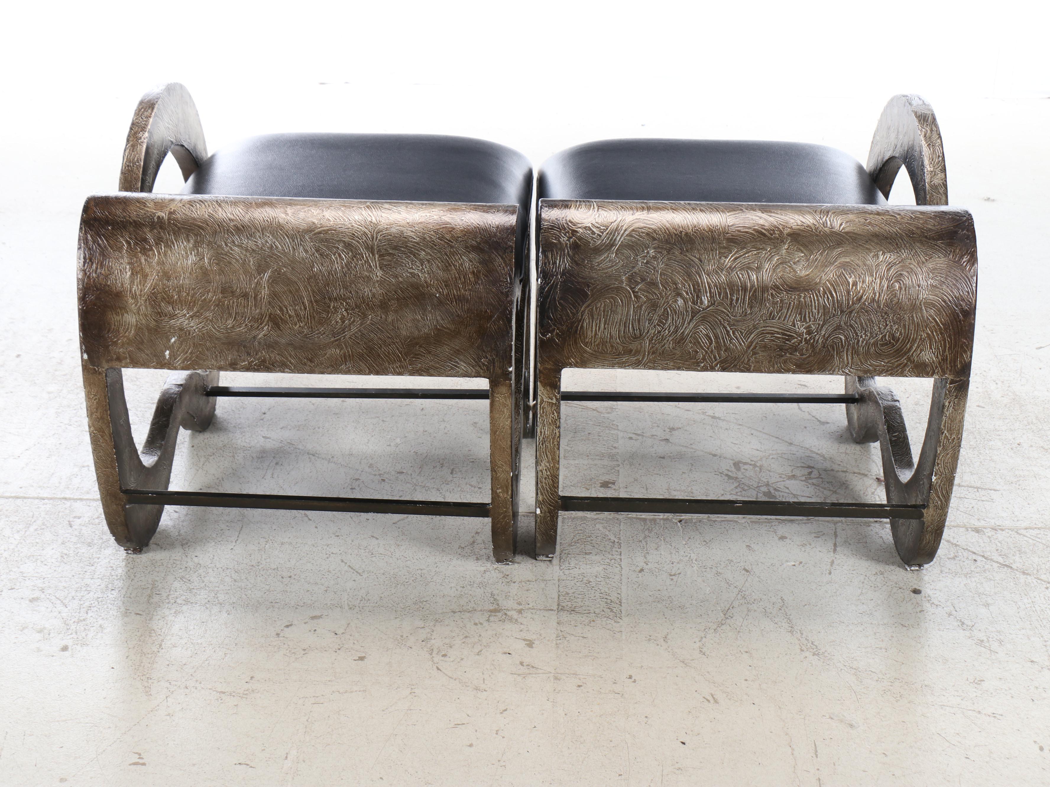 Pair of Modern Scrolling Metal Accent Chairs