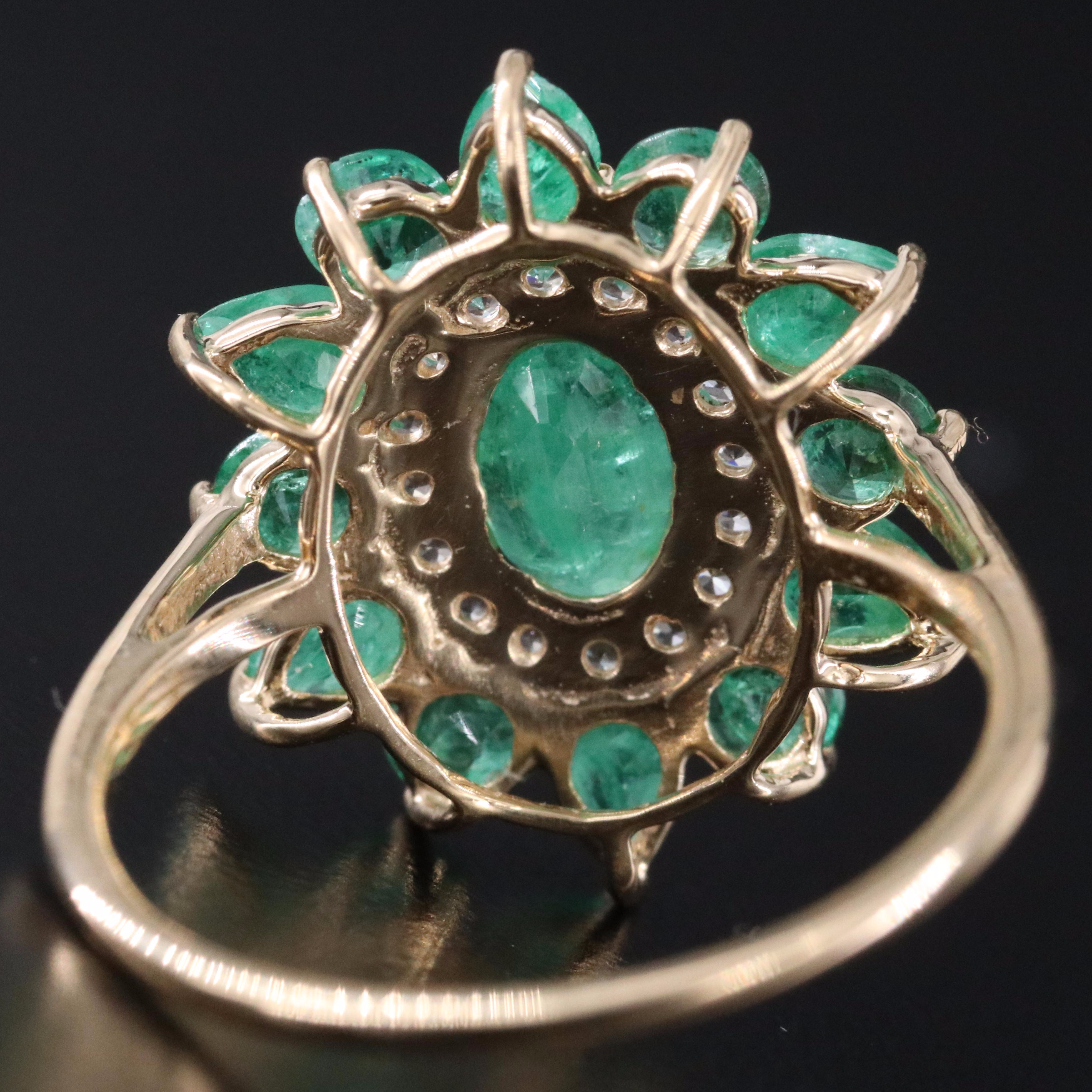 14K Emerald and White Sapphire Ring