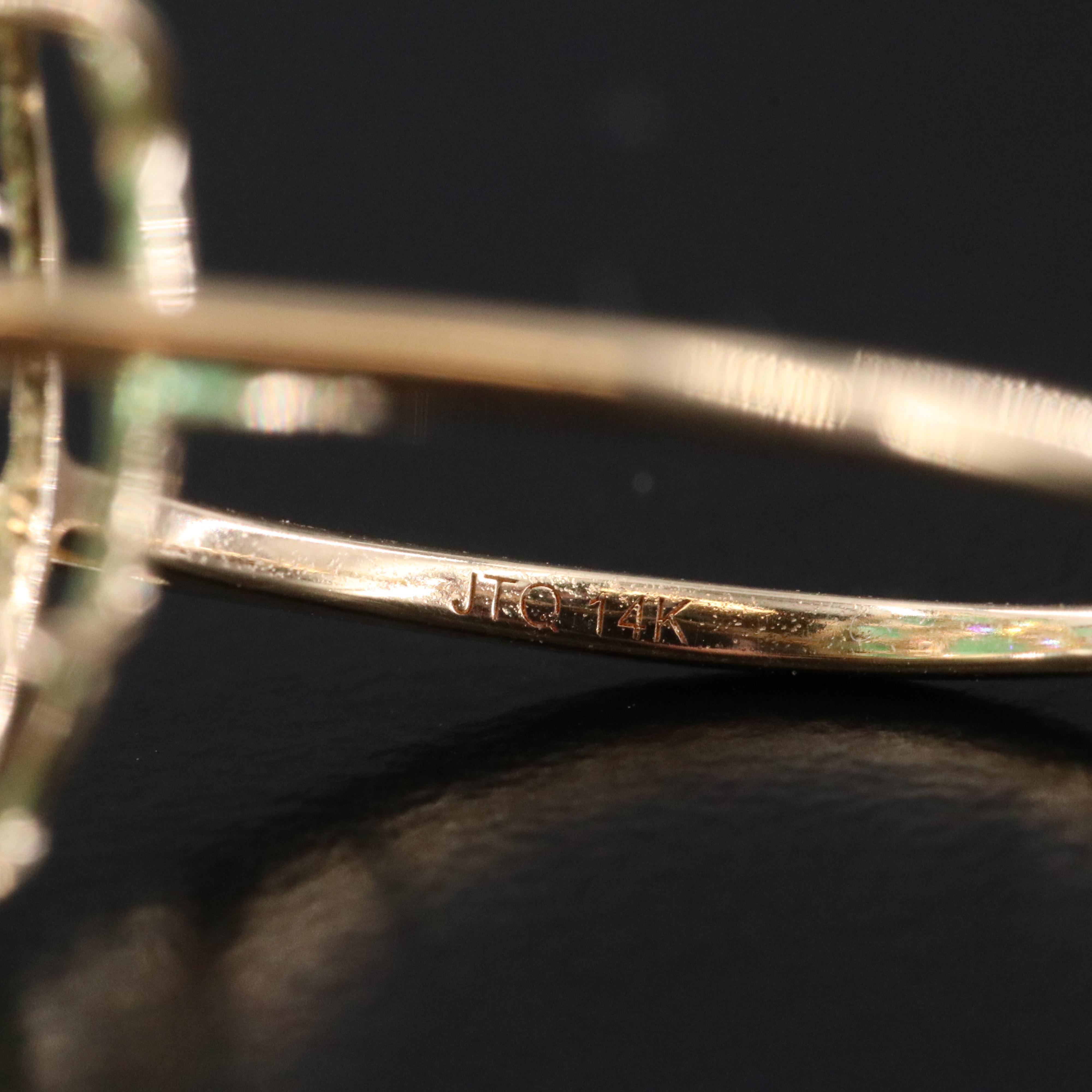 14K Emerald and White Sapphire Ring