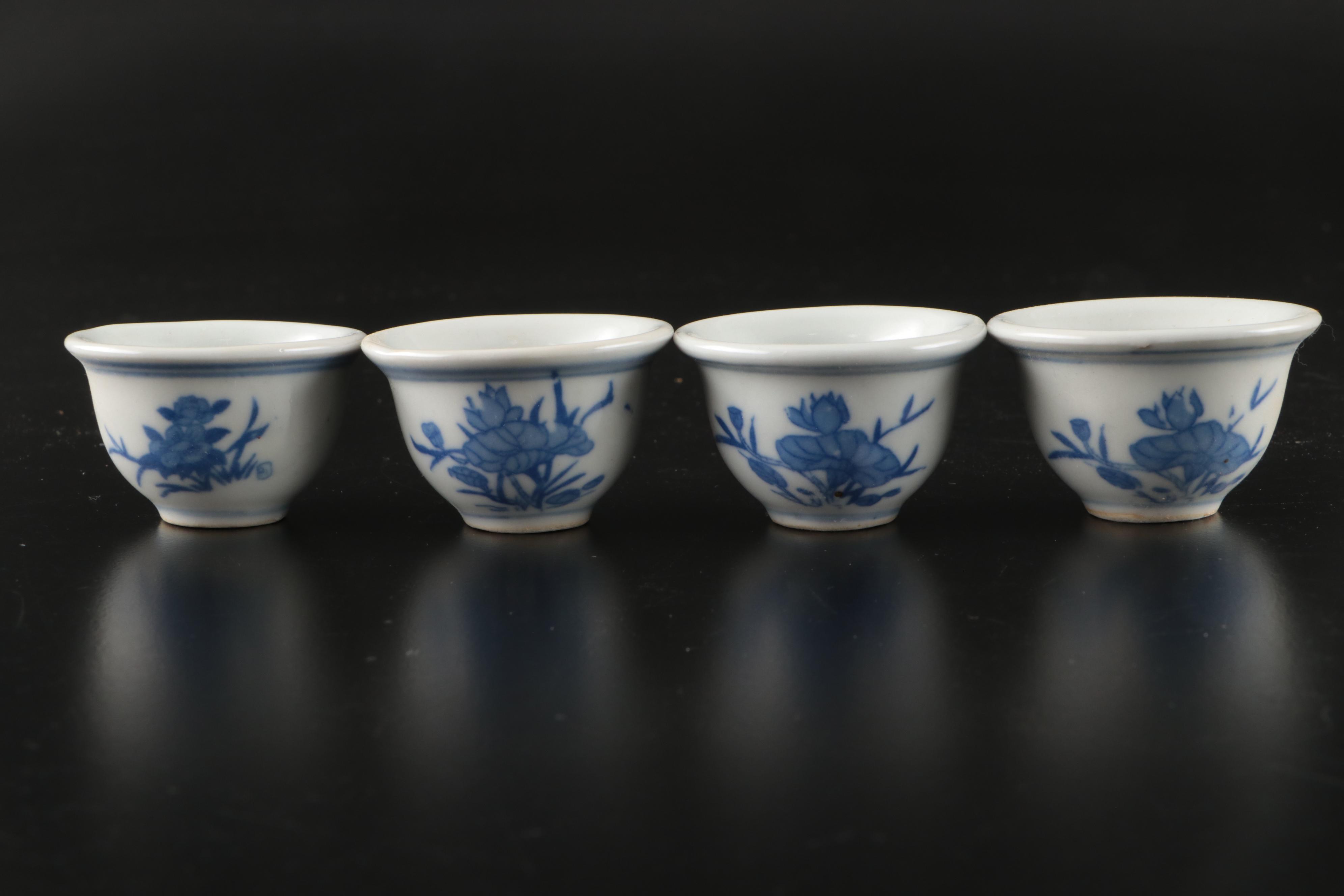 Chinese Miniature Porcelain Teapot and Cups with Underplate