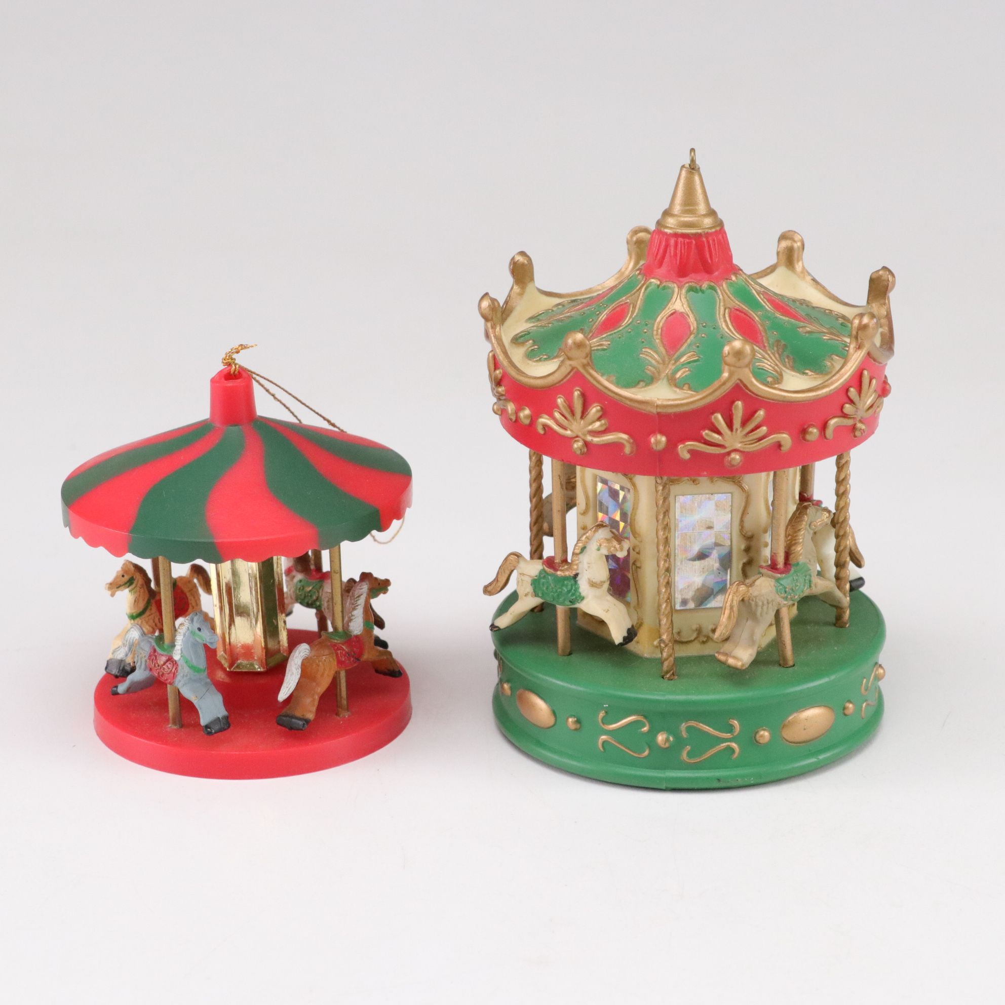 Carousel Horse Christmas Ornaments, Tin Box and More Decor, Late 20th C.