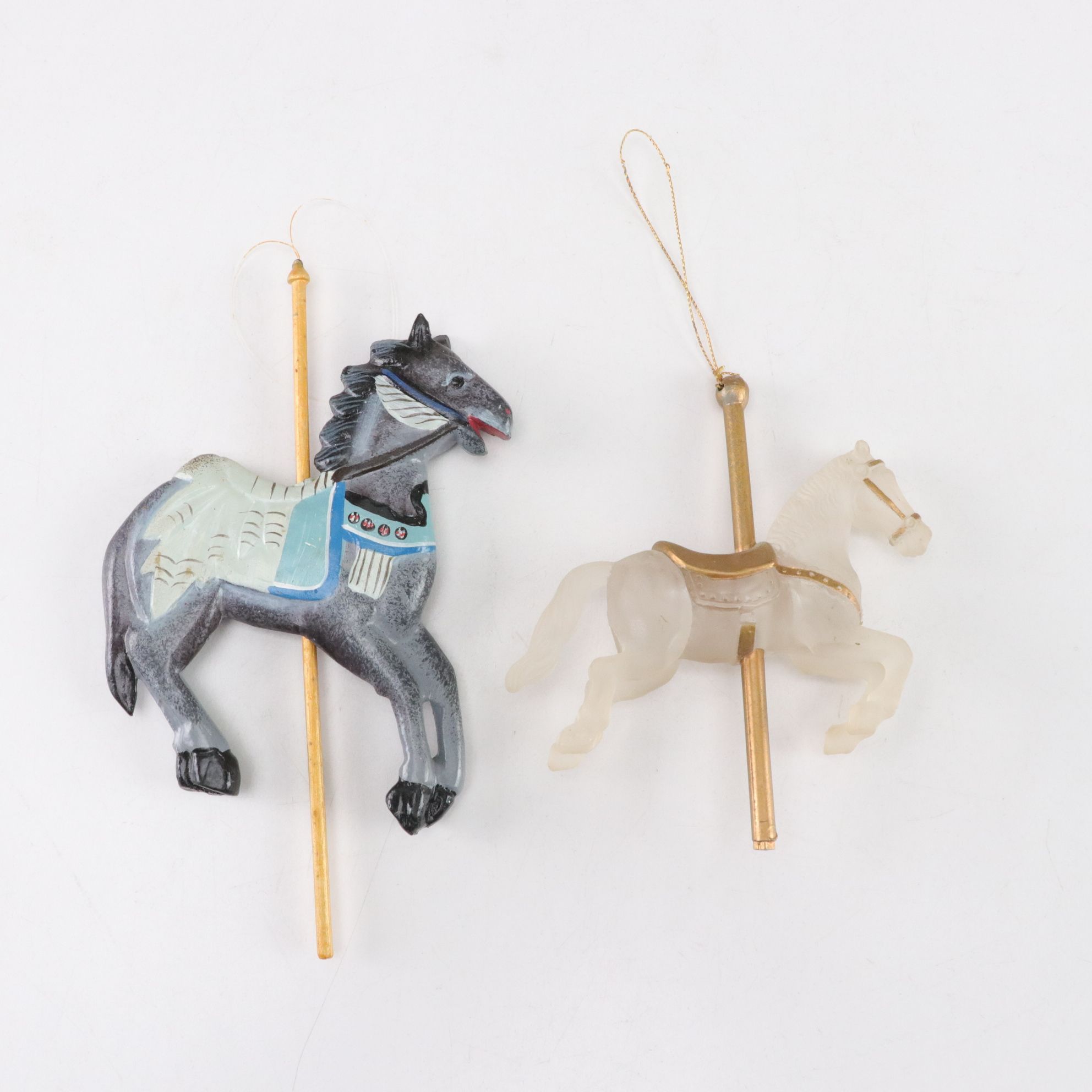 Carousel Horse Christmas Ornaments, Tin Box and More Decor, Late 20th C.