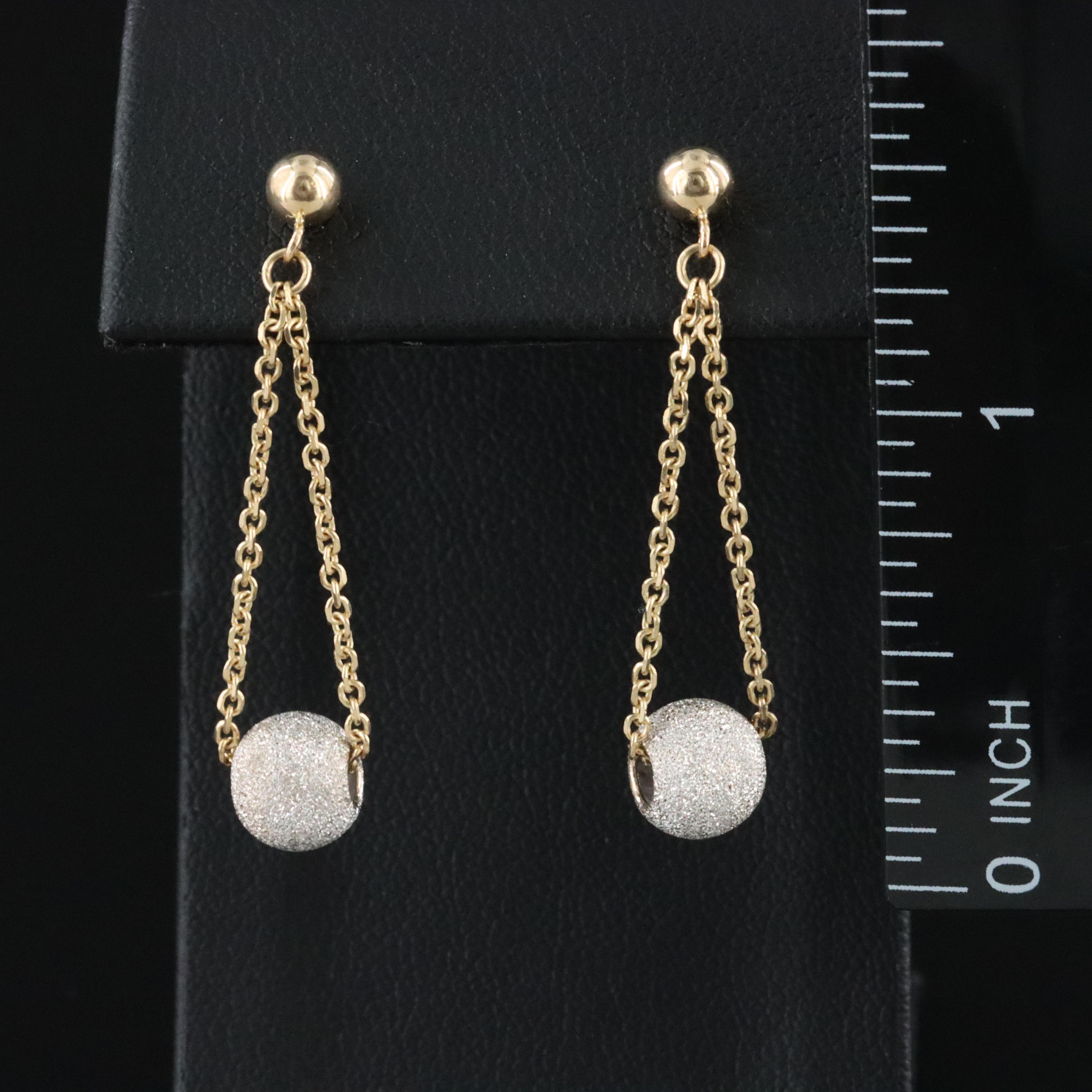14K Bead Earrings with Sandblast Finish