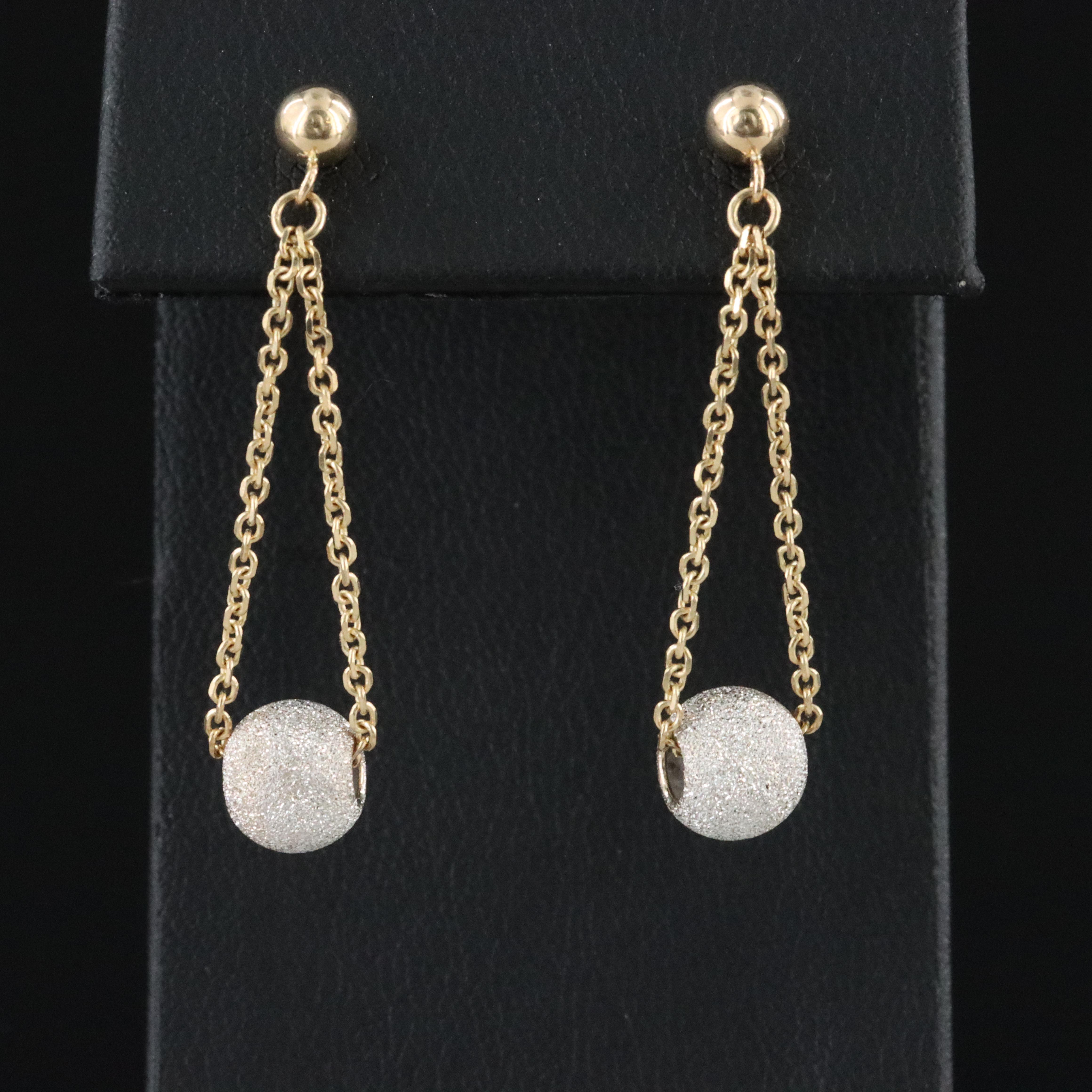 14K Bead Earrings with Sandblast Finish