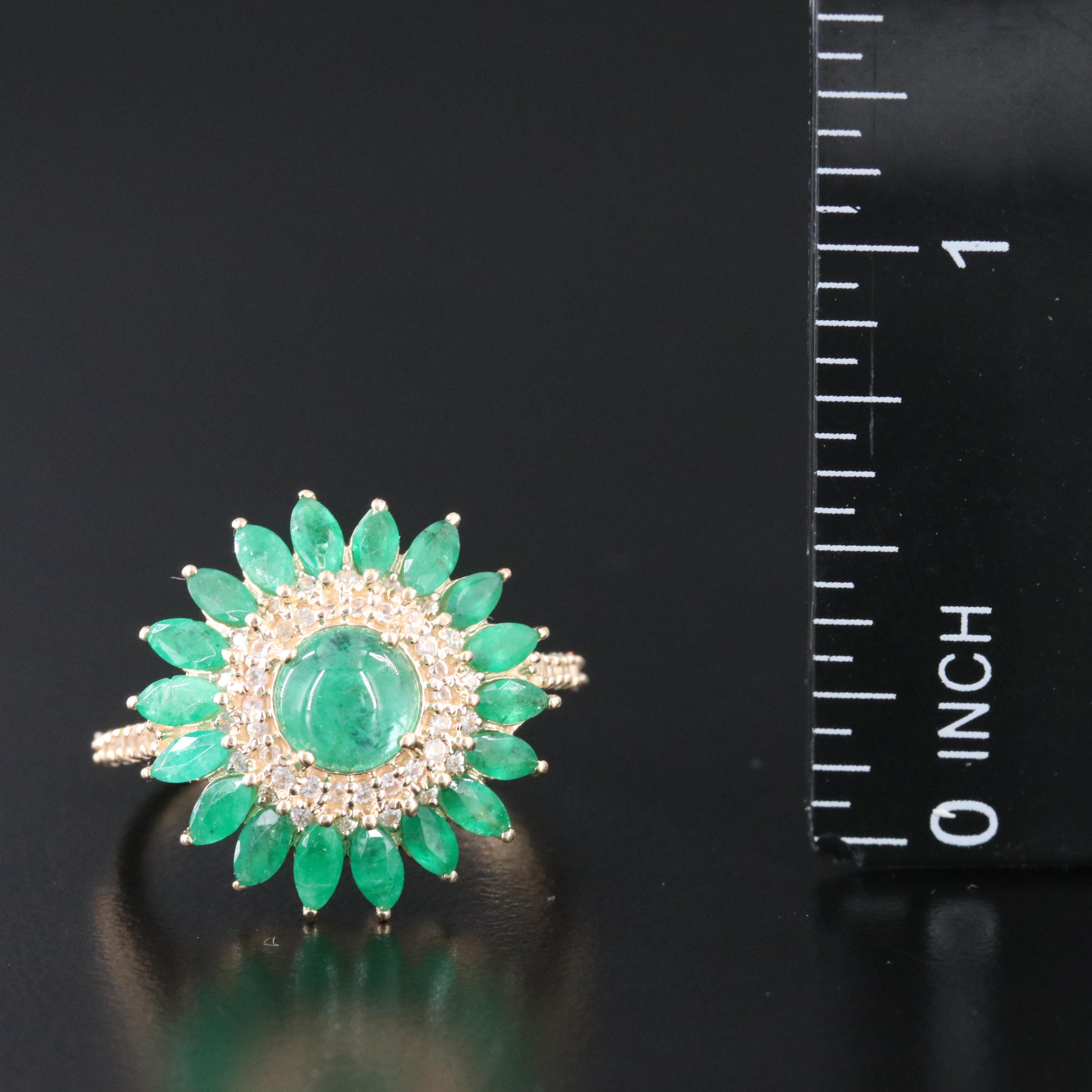 14K Emerald and White Sapphire Ring
