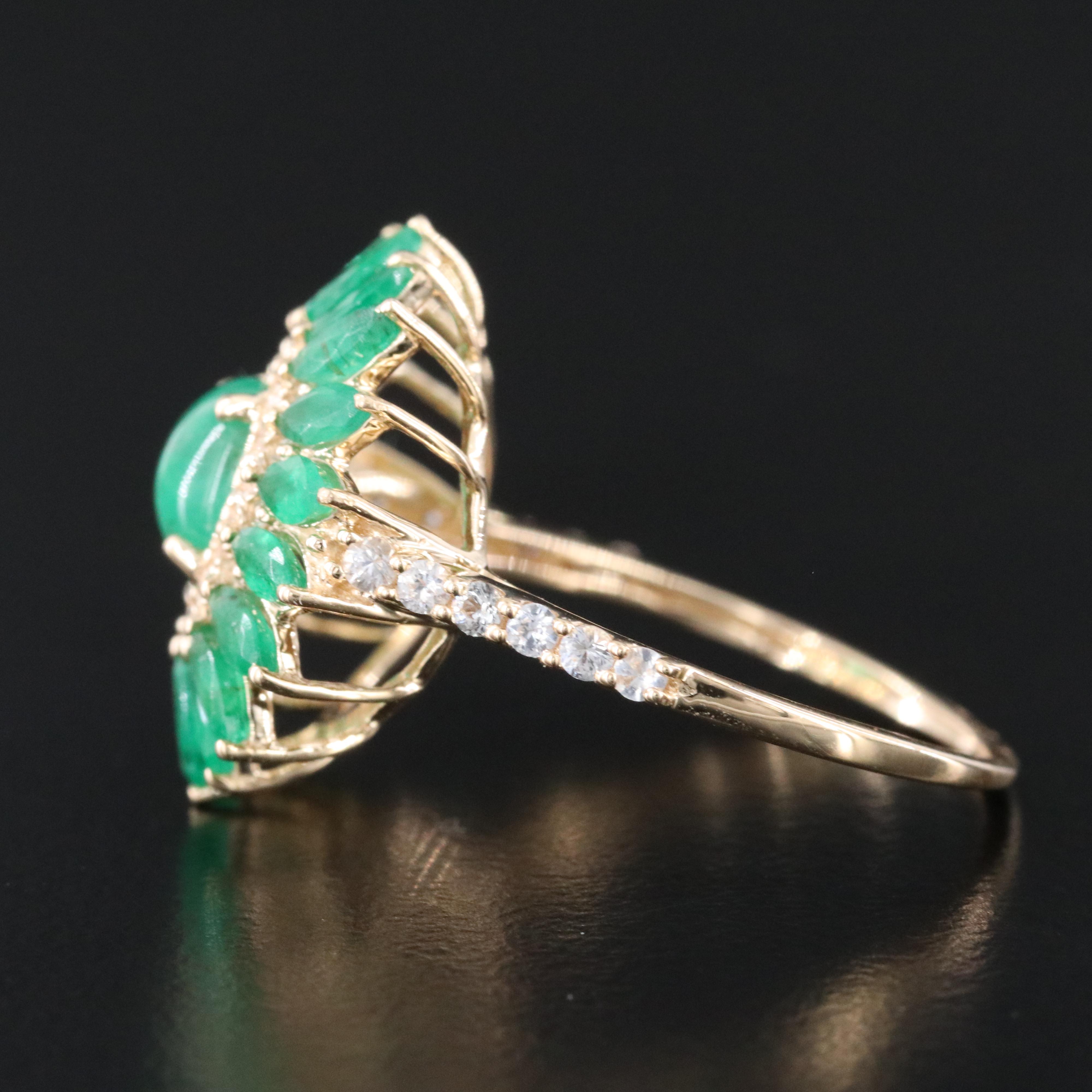 14K Emerald and White Sapphire Ring