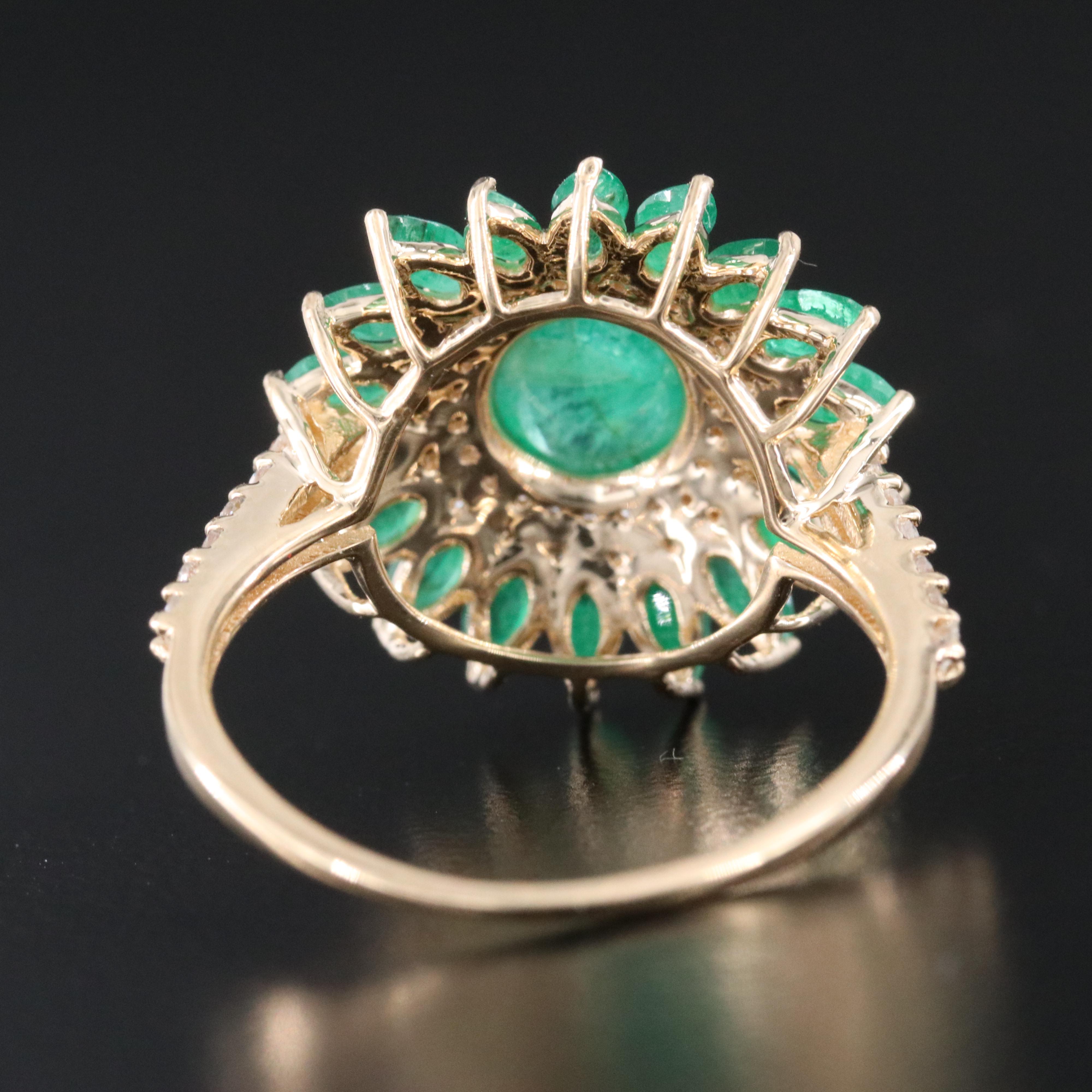 14K Emerald and White Sapphire Ring