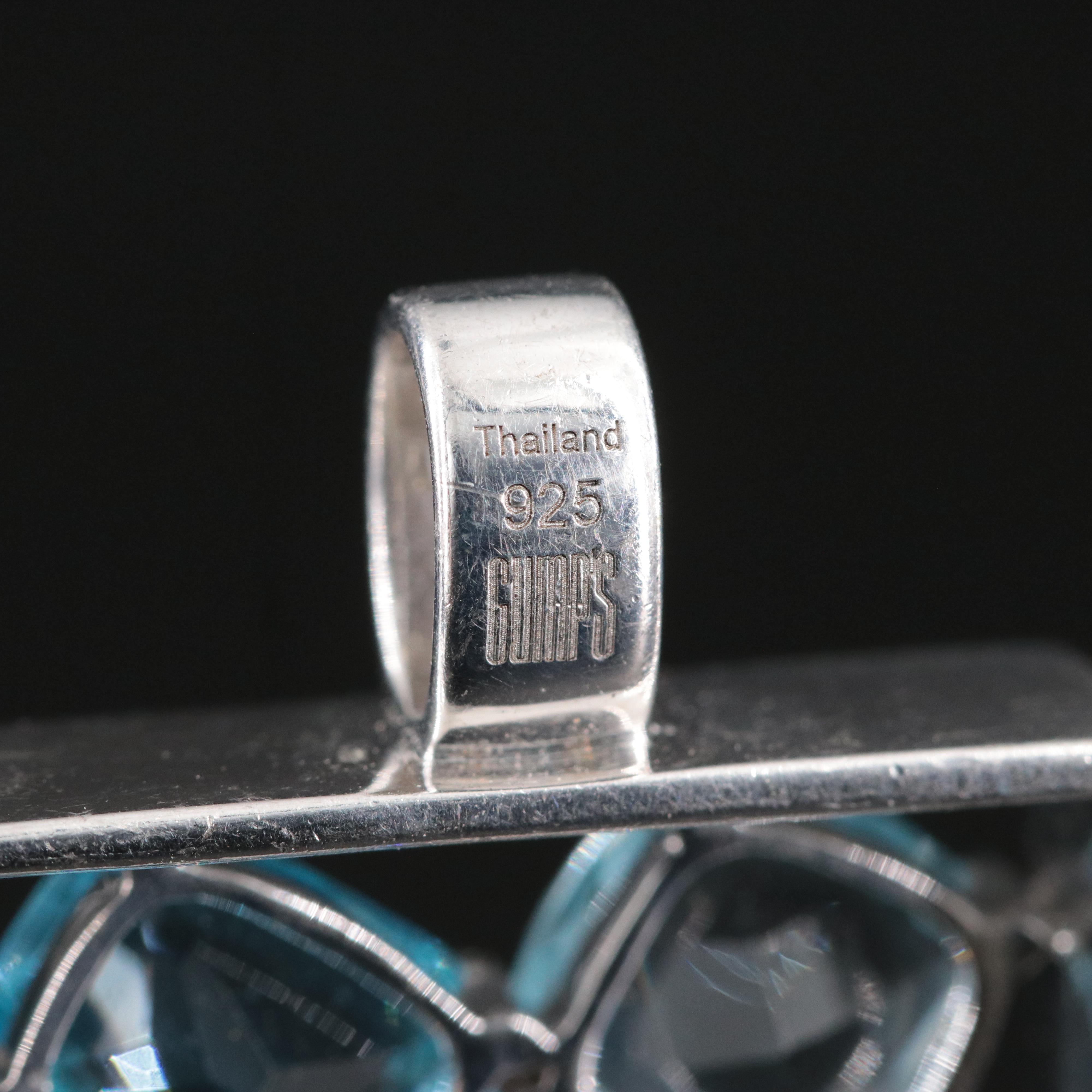 Sterling Swiss and Sky Blue Topaz Rectangular Pendant Necklace