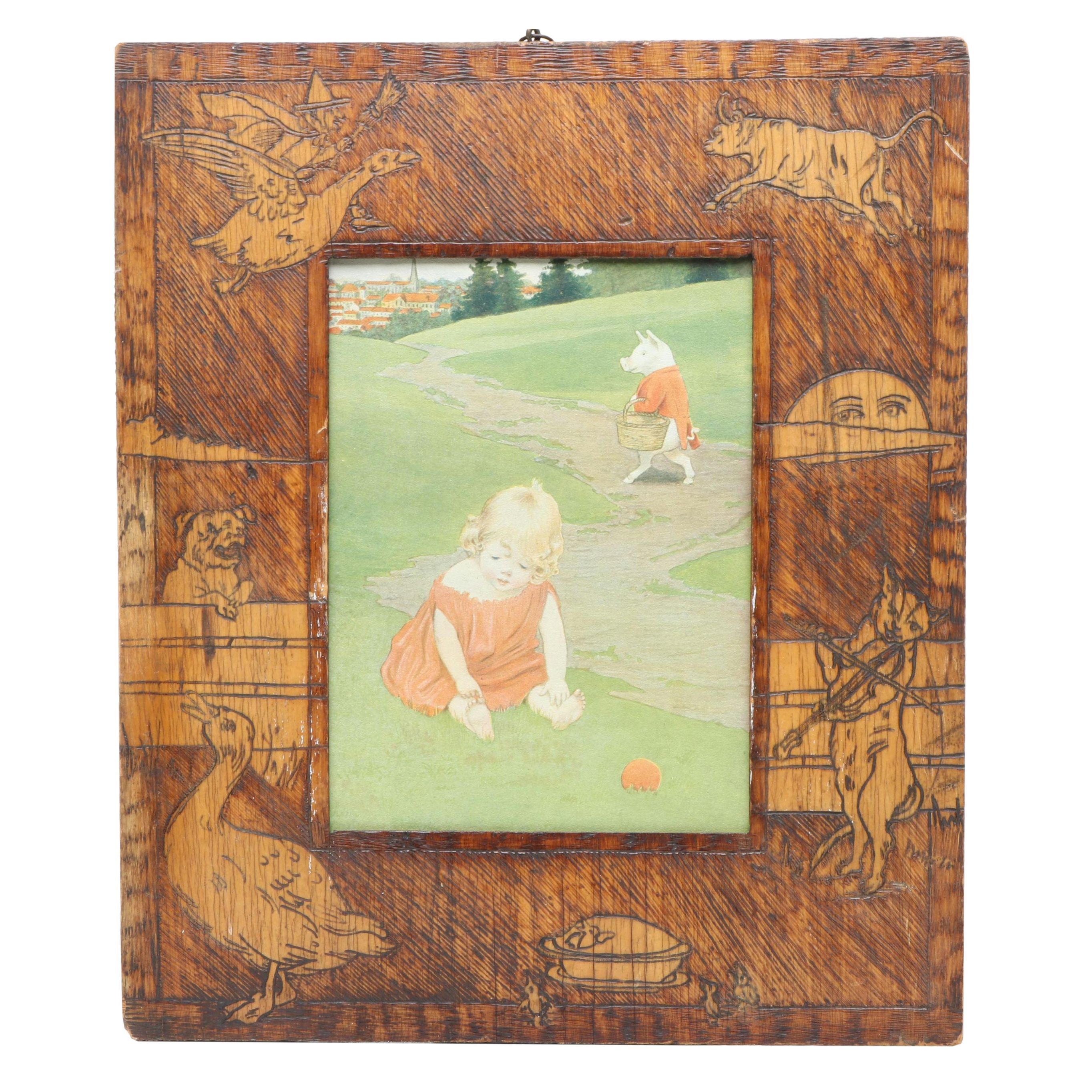 Offset Lithograph After Maria Louise Kirk in Mother Goose Wood Frame