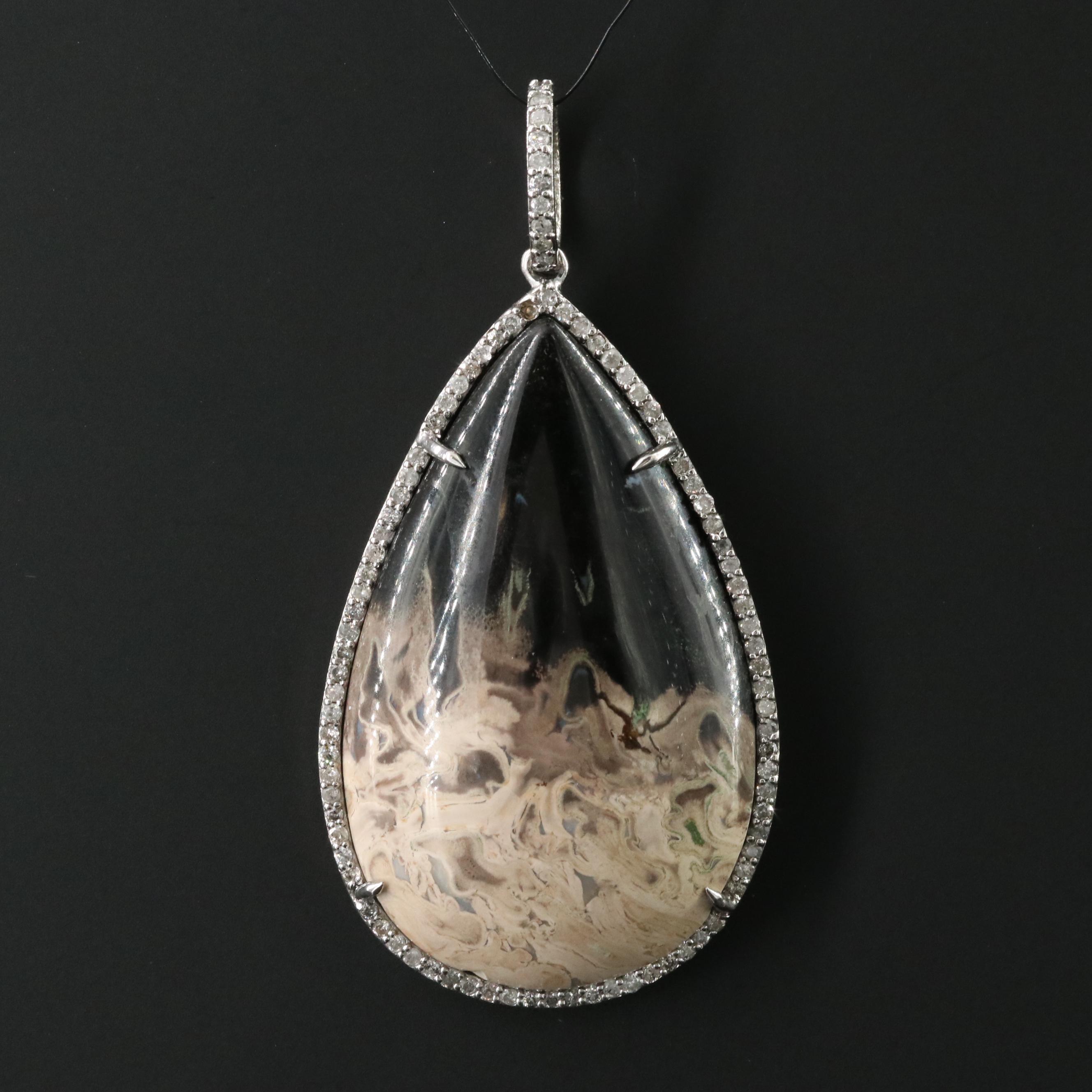 Sheryl Lowe Sterling Agate and Diamond Pendant