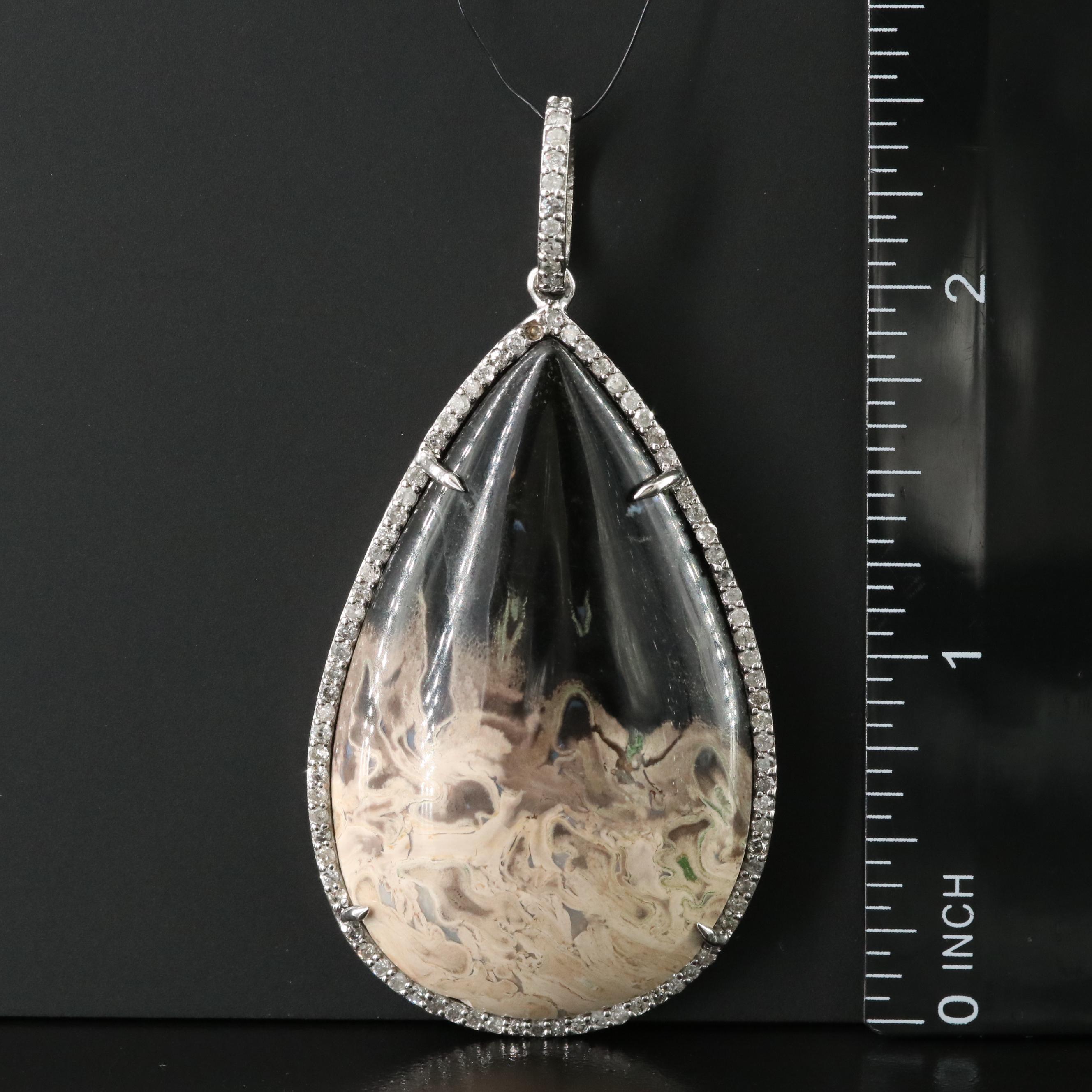 Sheryl Lowe Sterling Agate and Diamond Pendant