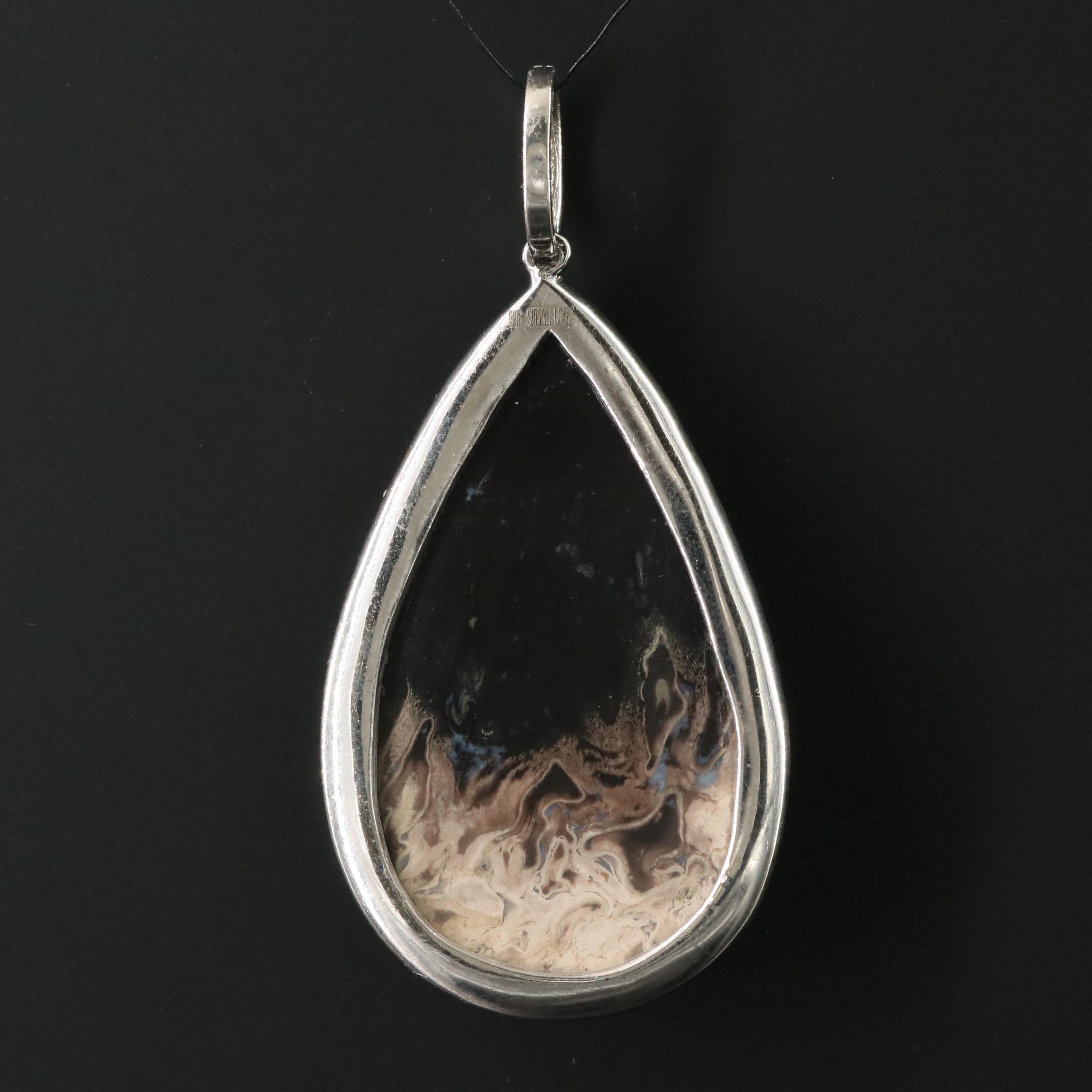 Sheryl Lowe Sterling Agate and Diamond Pendant