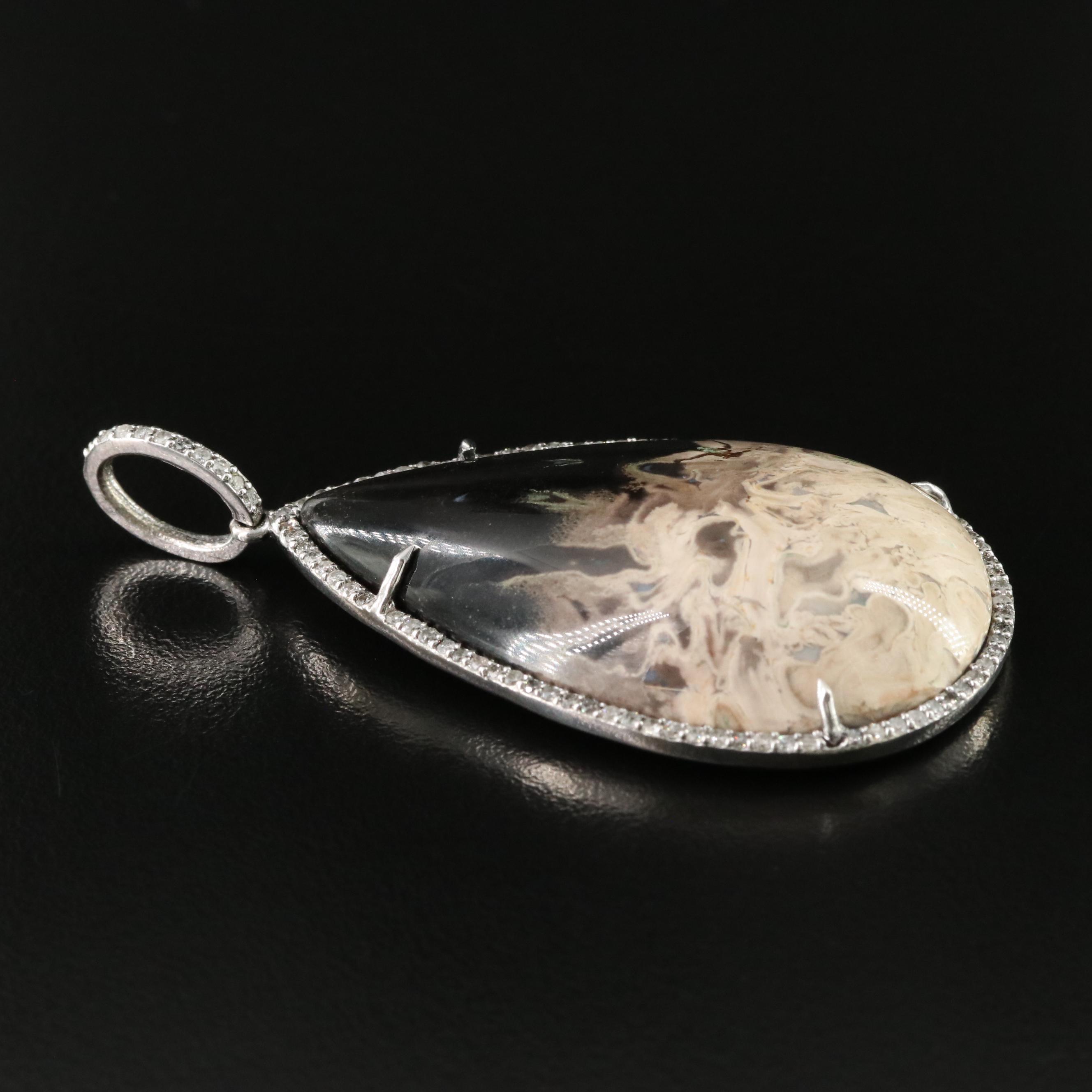 Sheryl Lowe Sterling Agate and Diamond Pendant