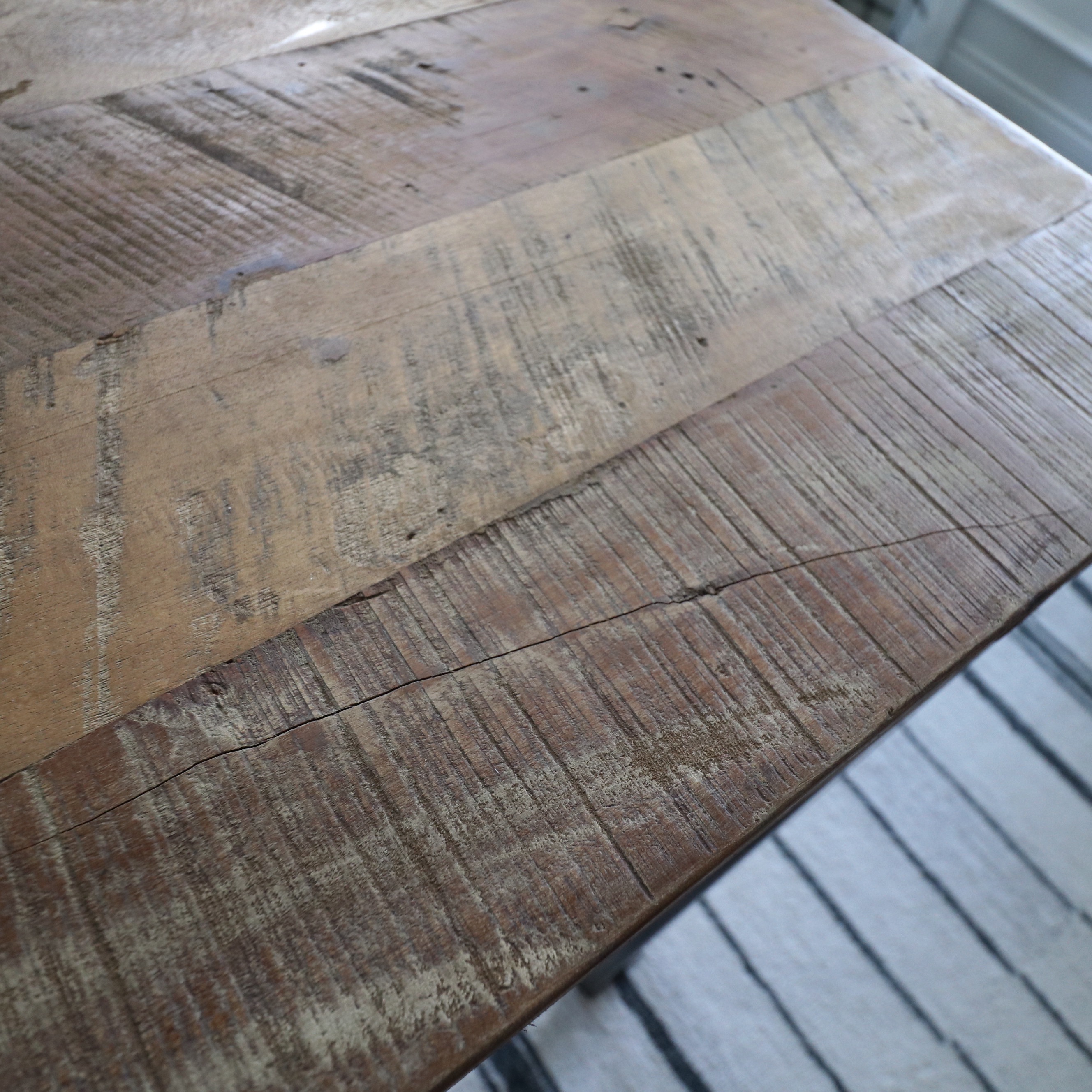 Farmhouse Style Wood Dining Table and Six Spindle-Back Chairs