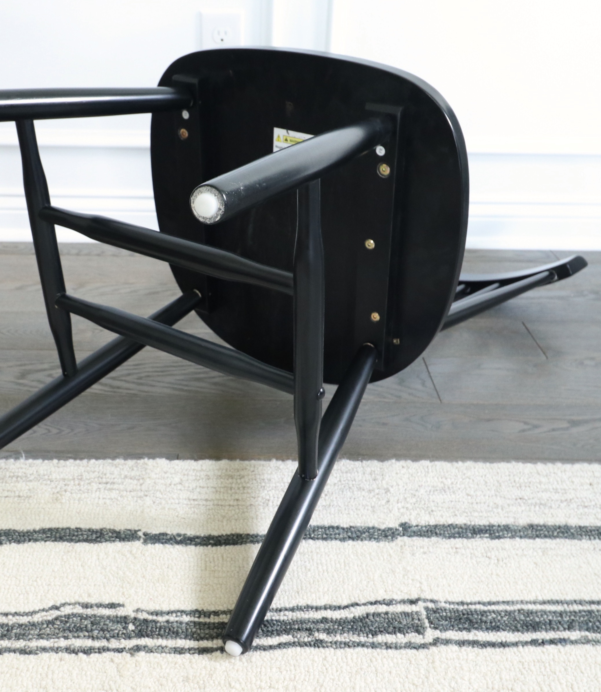 Farmhouse Style Wood Dining Table and Six Spindle-Back Chairs