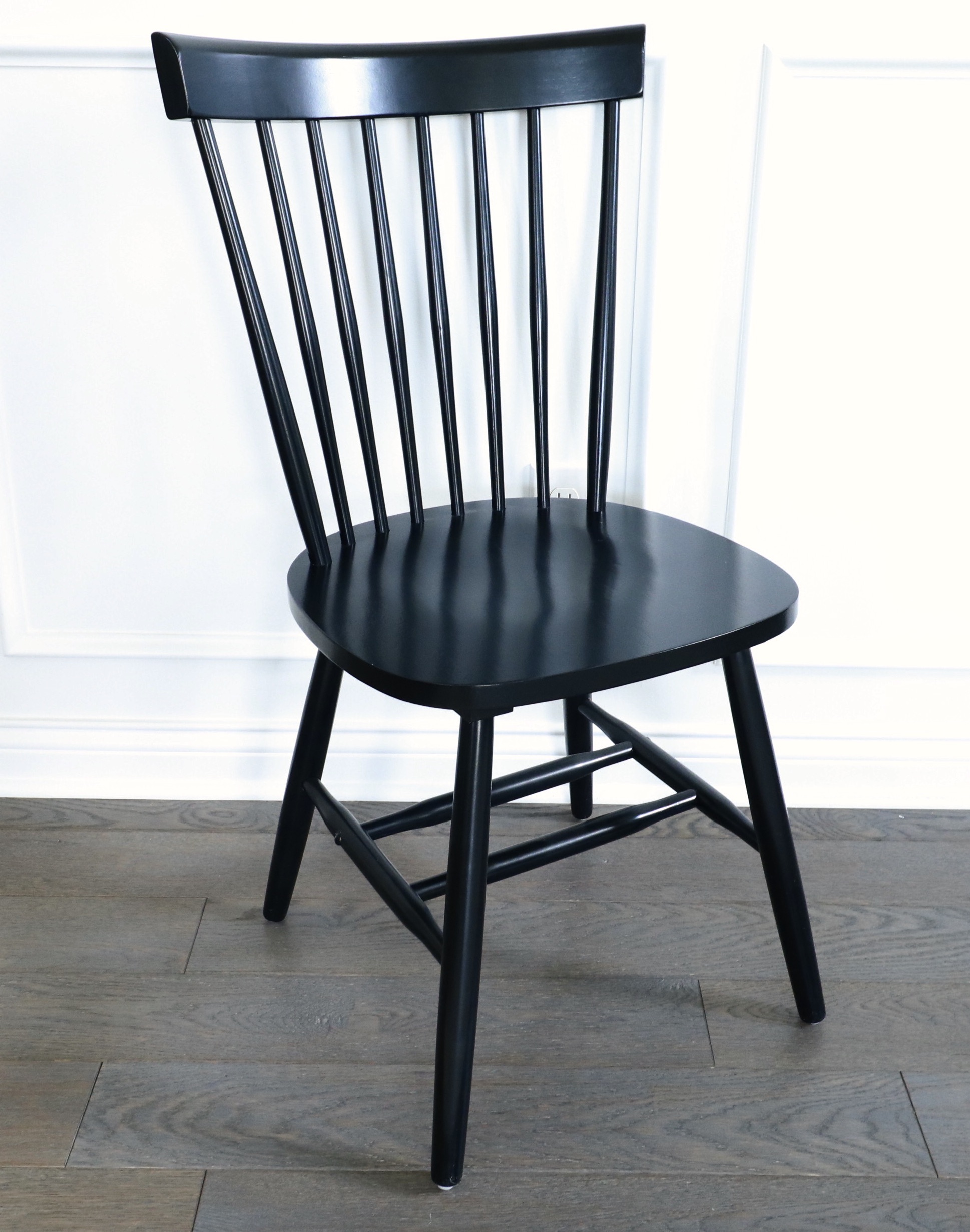 Farmhouse Style Wood Dining Table and Six Spindle-Back Chairs