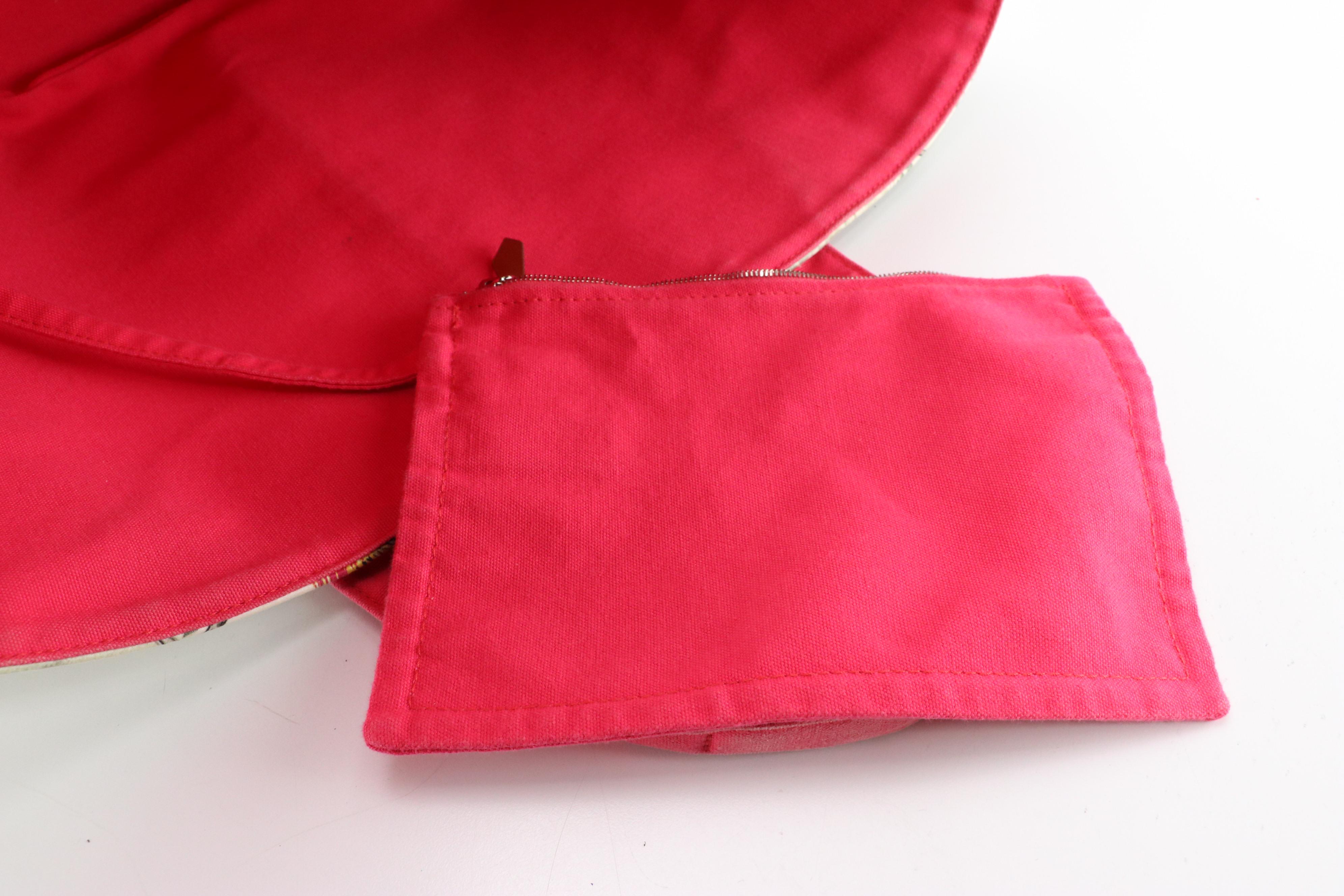 Hermès Panier de Plage MM Tote & Pouch in Equateur Print and Pink Cotton Canvas