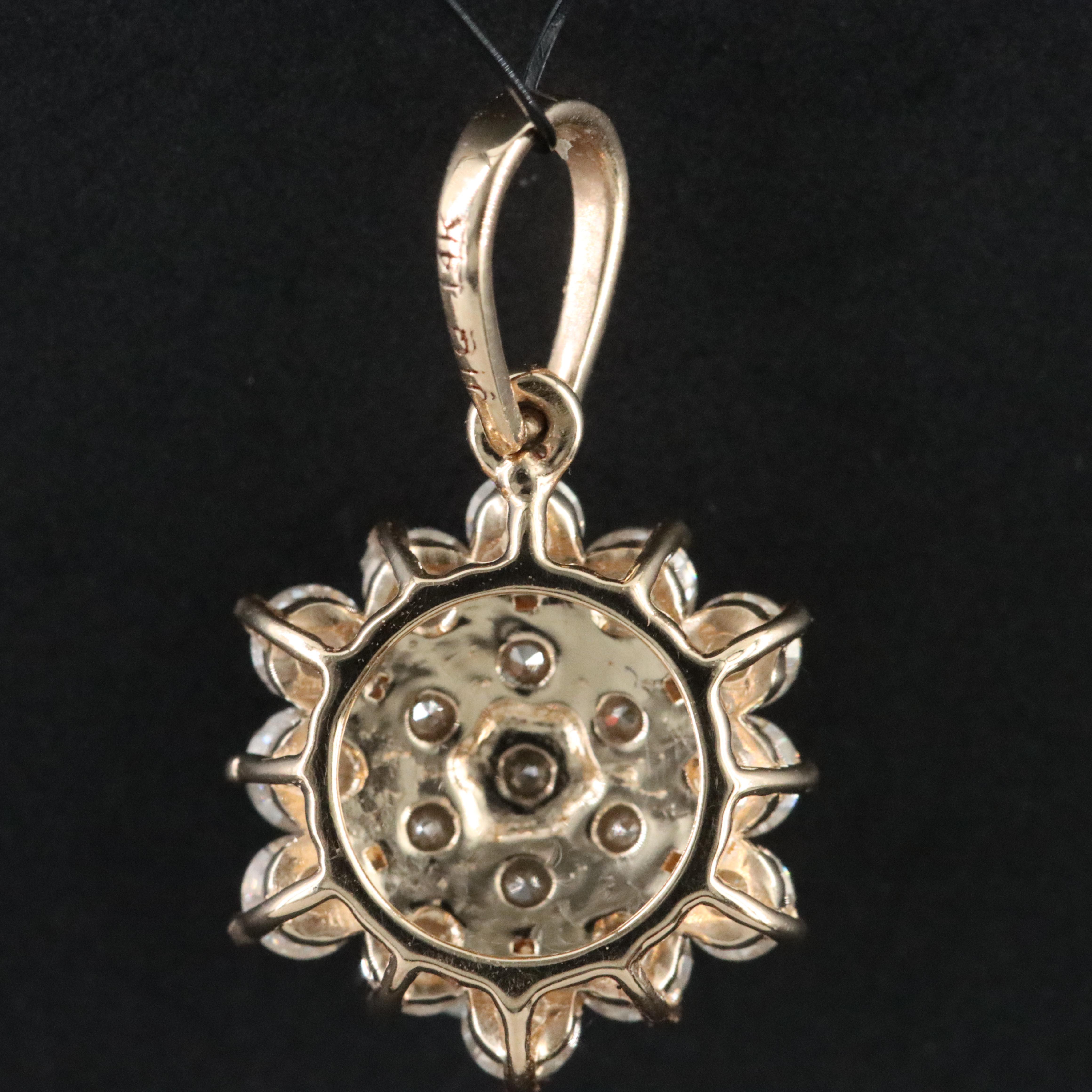 14K Moissanite Cluster Pendant