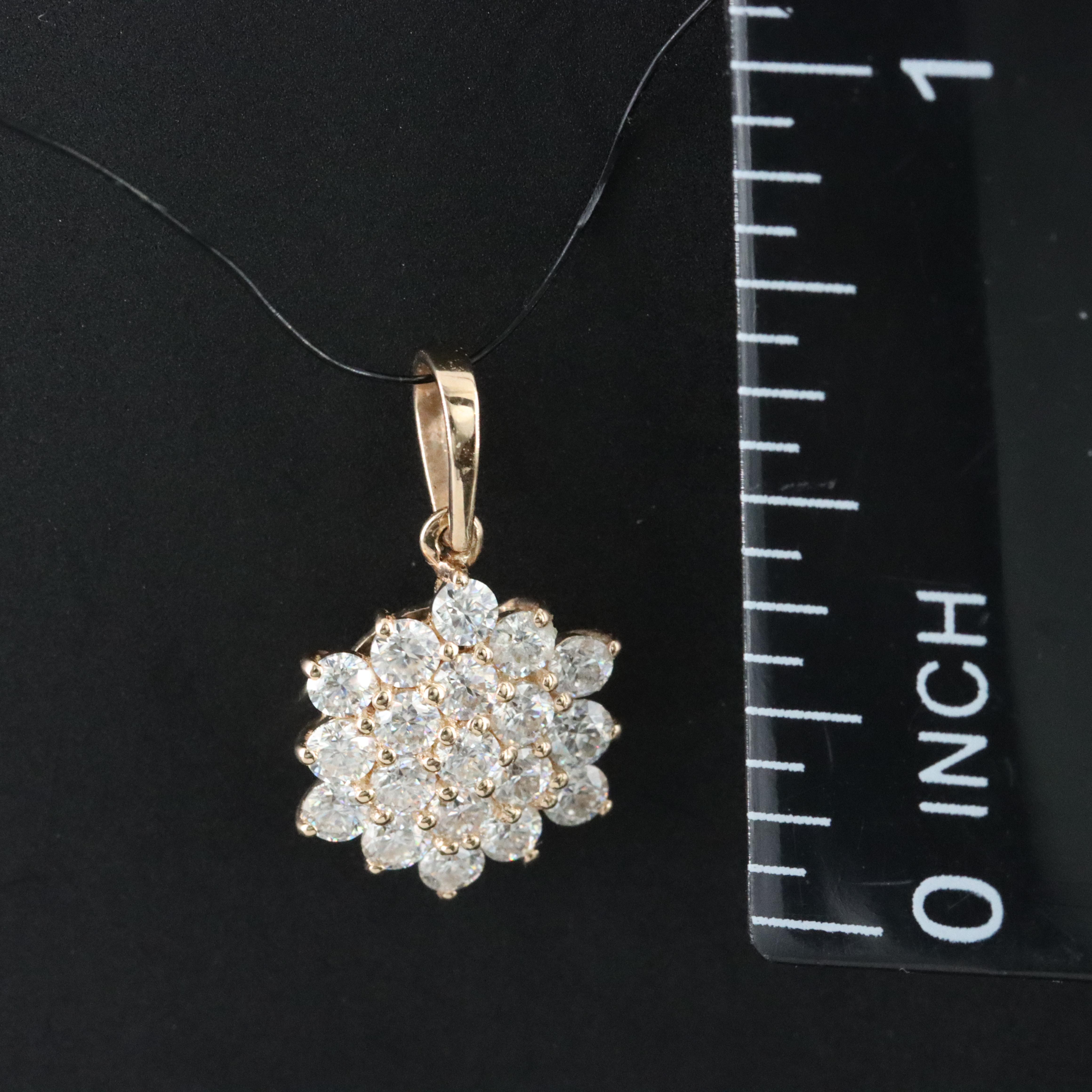 14K Moissanite Cluster Pendant
