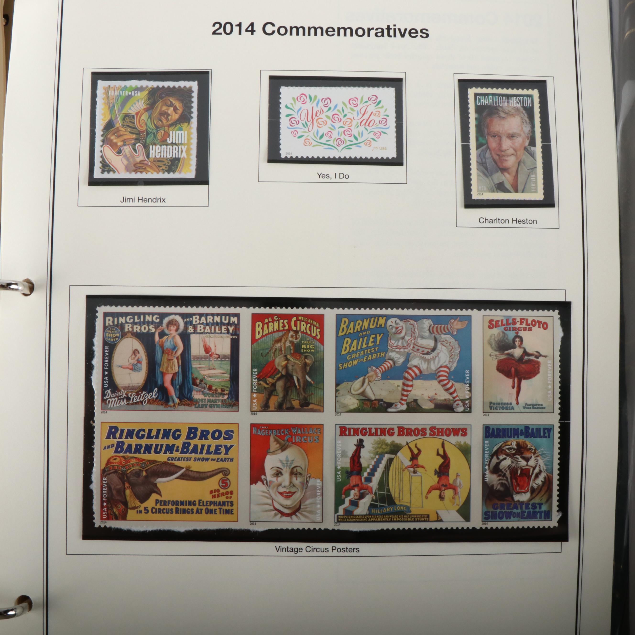 Four Albums of U.S. and World Postage Stamps, Vintage Plate Blocks