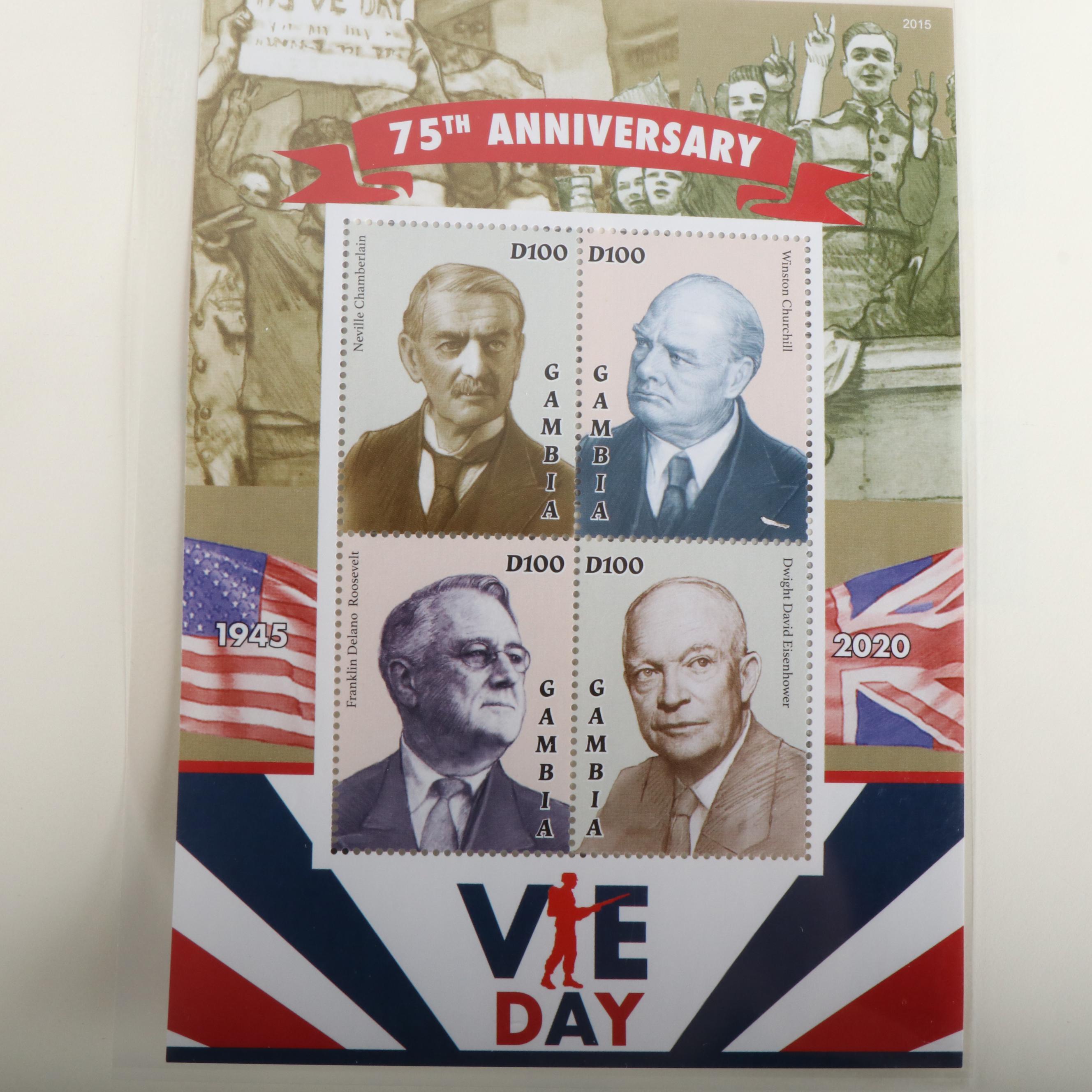 Four Albums of U.S. and World Postage Stamps, Vintage Plate Blocks