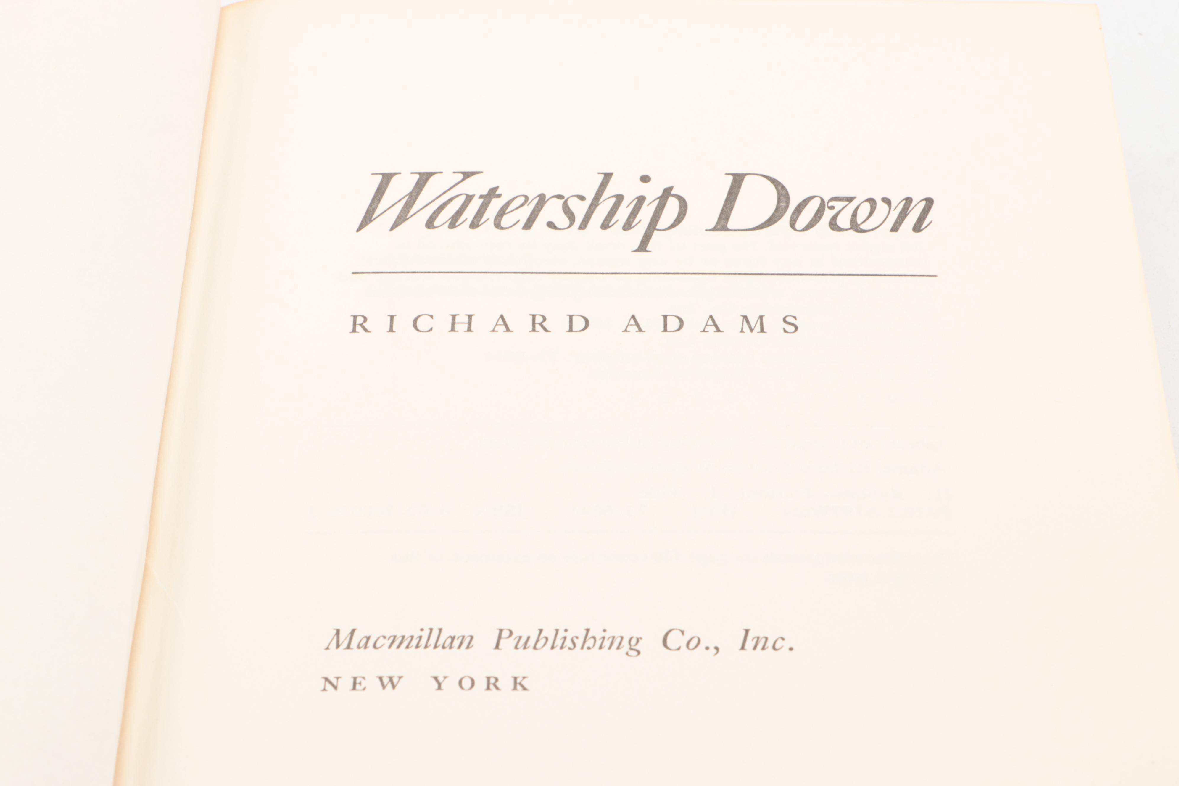 First American Printing "Watership Down" by Richard Adams, 1974